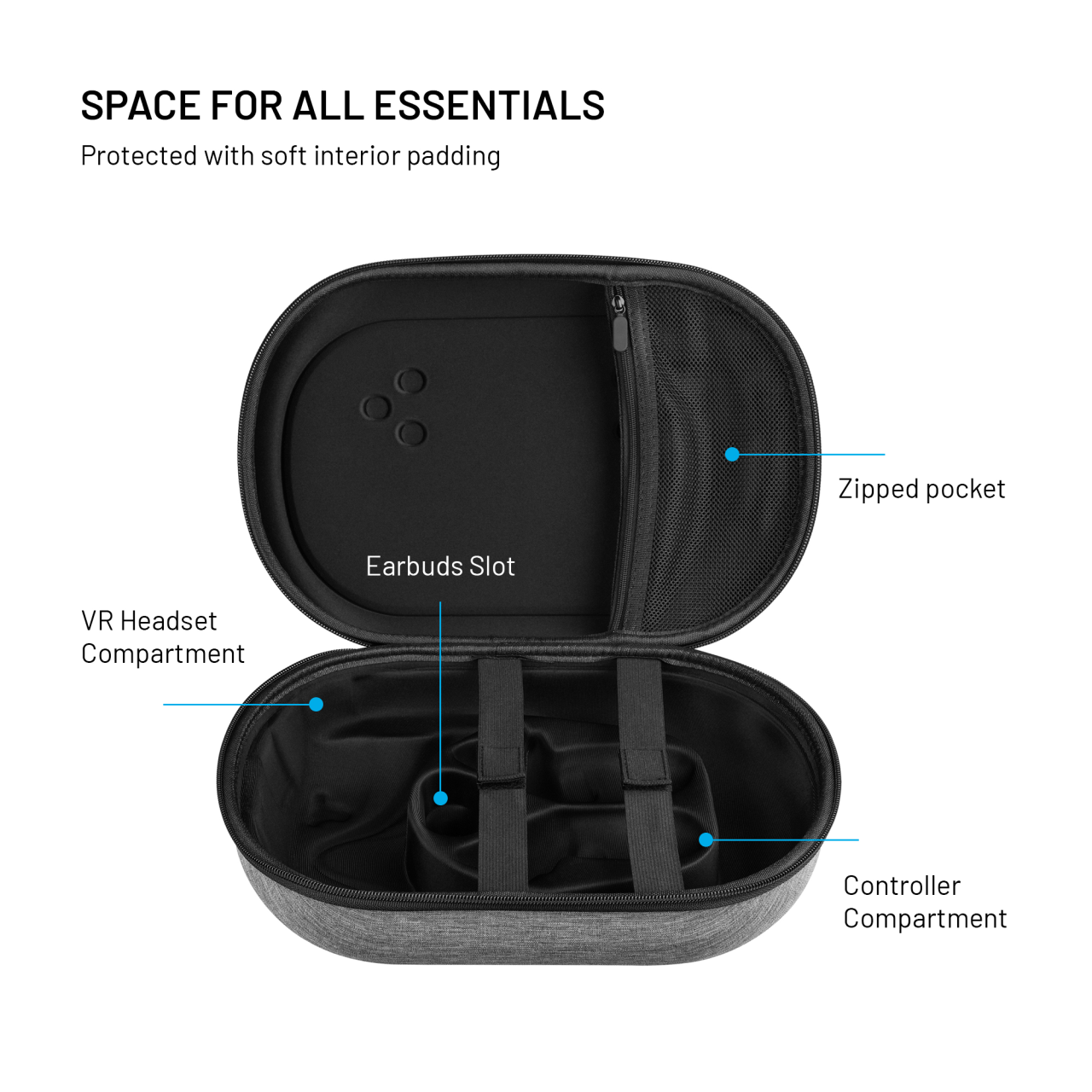 Ochranné pouzdro FIXED VR Protective Case pro Meta Quest 3/3S, šedé