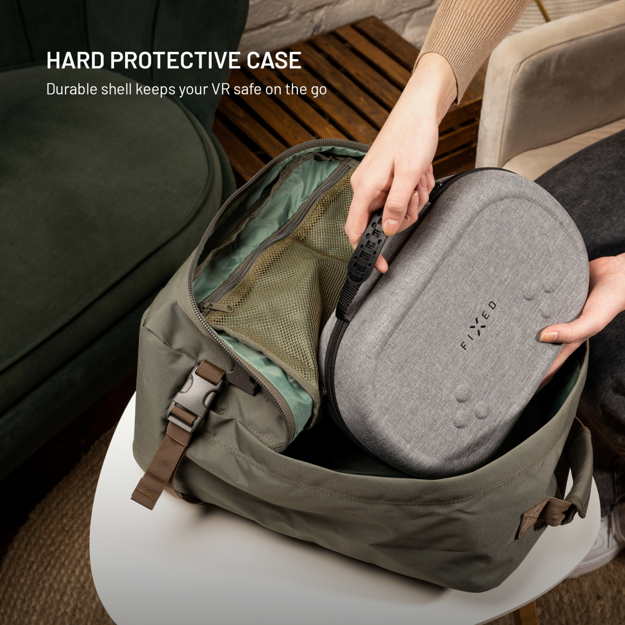 Ochranné pouzdro FIXED VR Protective Case pro Meta Quest 3/3S, šedé