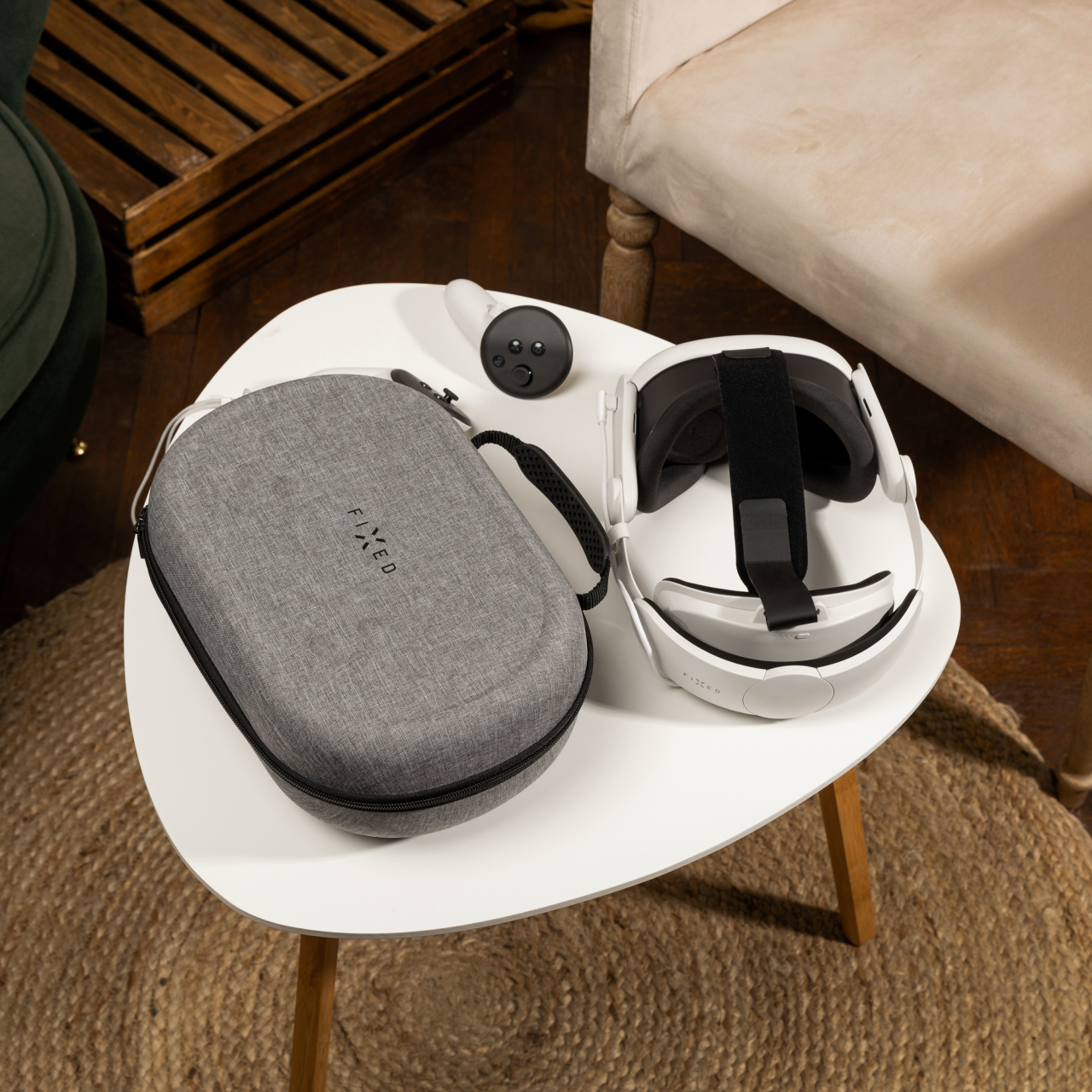 Ochranné pouzdro FIXED VR Protective Case pro Meta Quest 3/3S, šedé