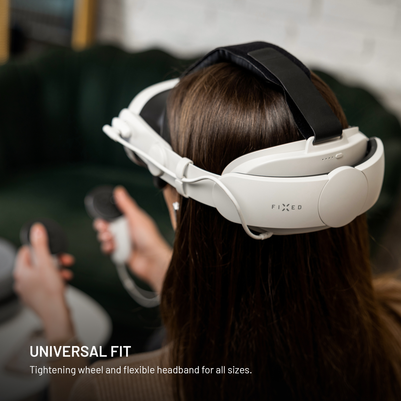 Náhlavní popruh s baterií FIXED VR Power Headstrap pro Meta Quest 3/3S, 6 000 mAh, bílý