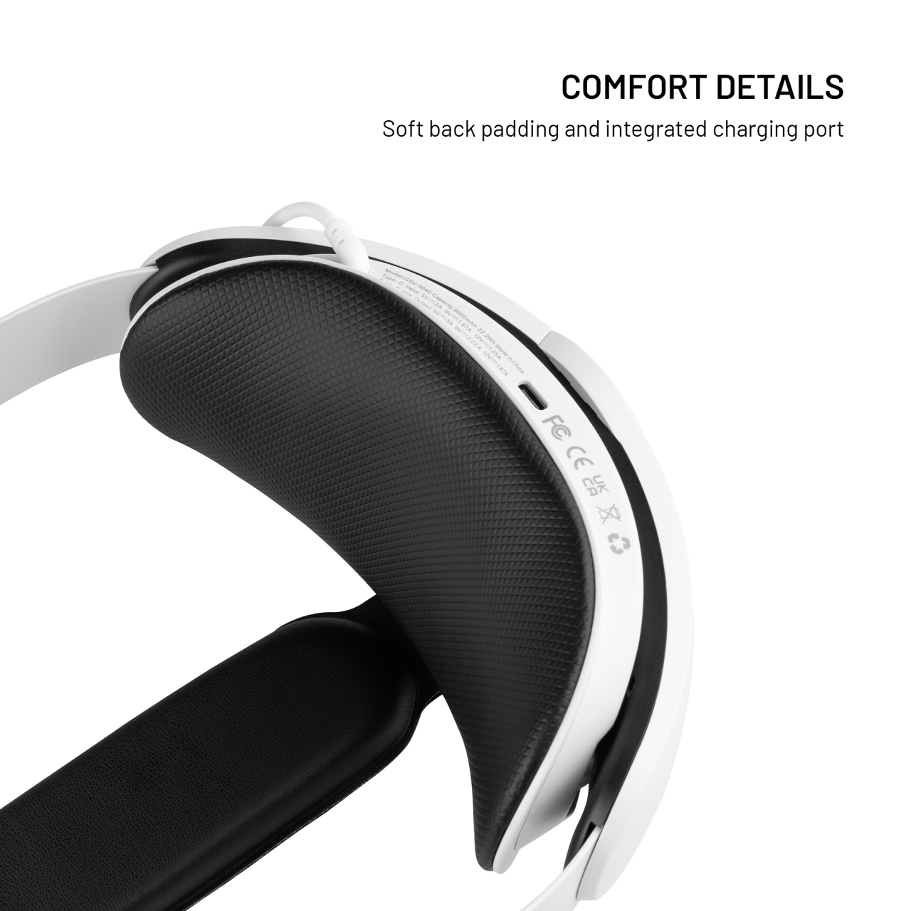 Náhlavní popruh s baterií FIXED VR Power Headstrap pro Meta Quest 3/3S, 6 000 mAh, bílý