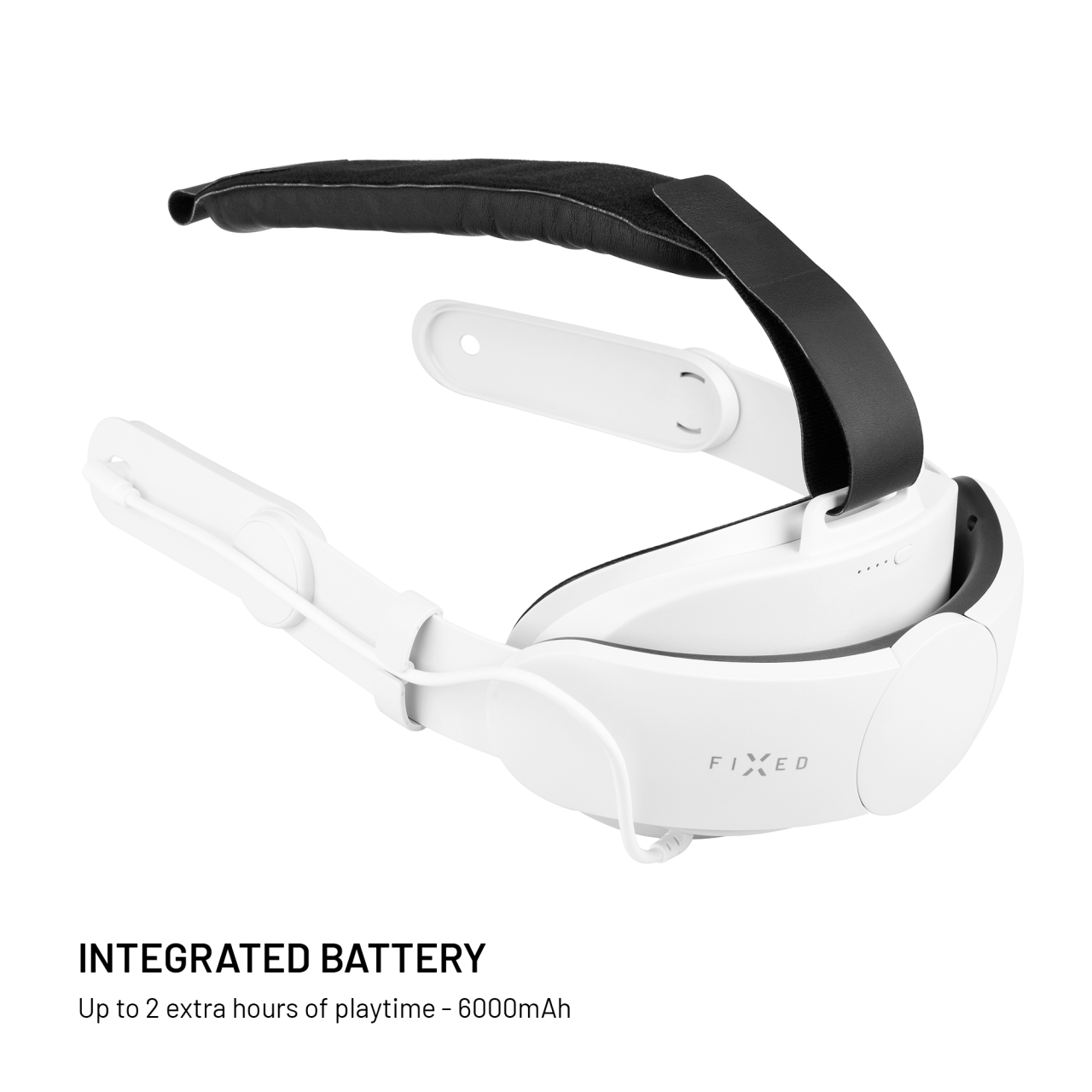 Náhlavní popruh s baterií FIXED VR Power Headstrap pro Meta Quest 3/3S, 6 000 mAh, bílý