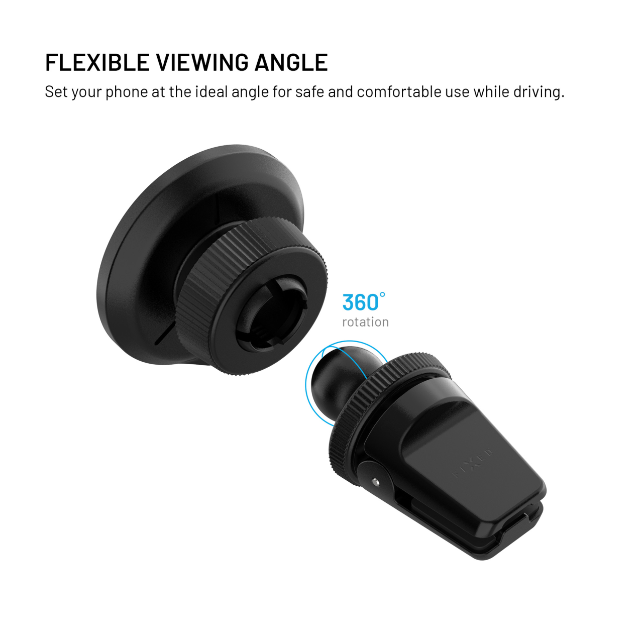 Držák s bezdrátovým nabíjením FIXED MagRound 3 s podporou uchycení MagSafe, 25W, Qi2.2, černý