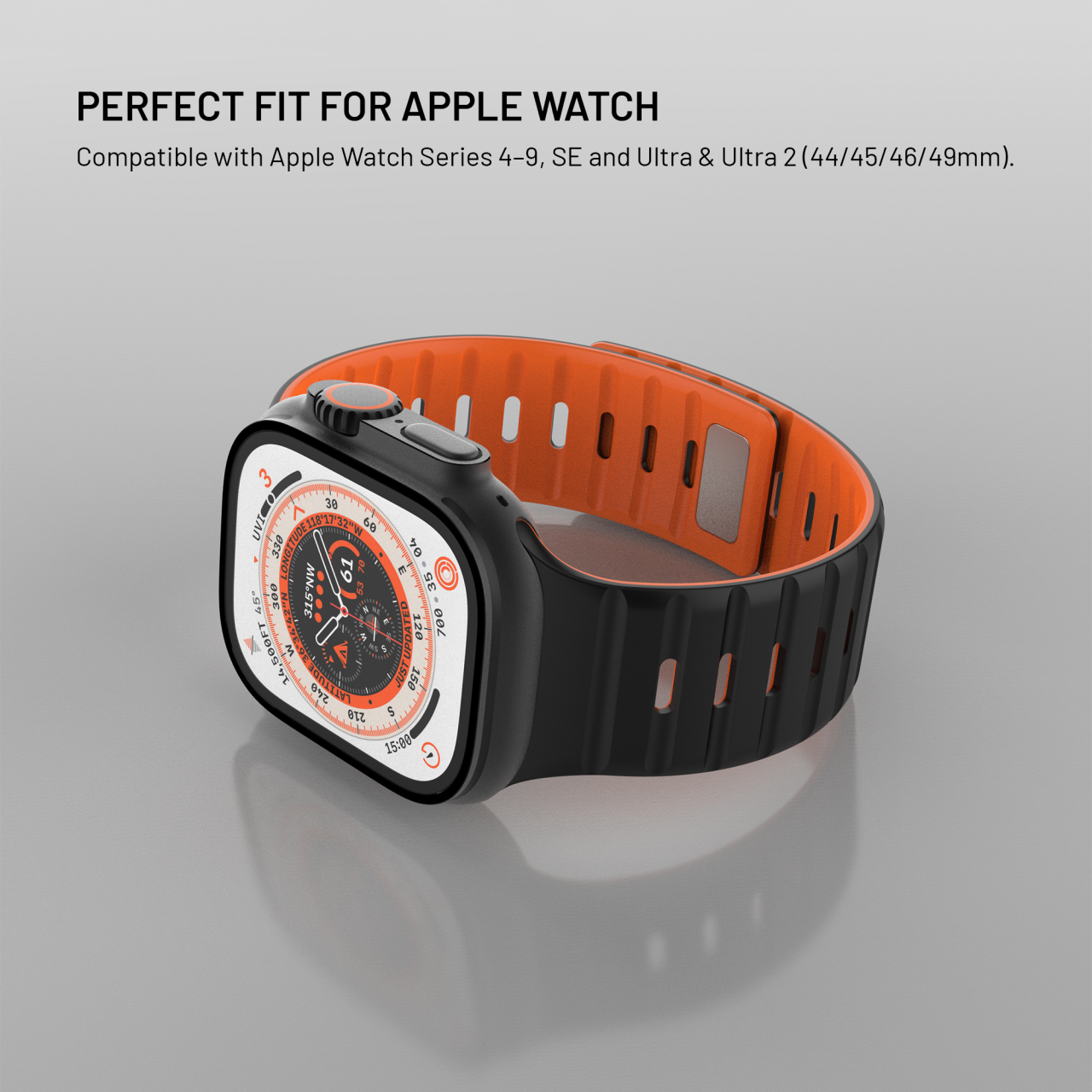 Magnetický řemínek FIXED Silicone Magnetic Strap pro Apple Watch 44/45/46/49mm, černý