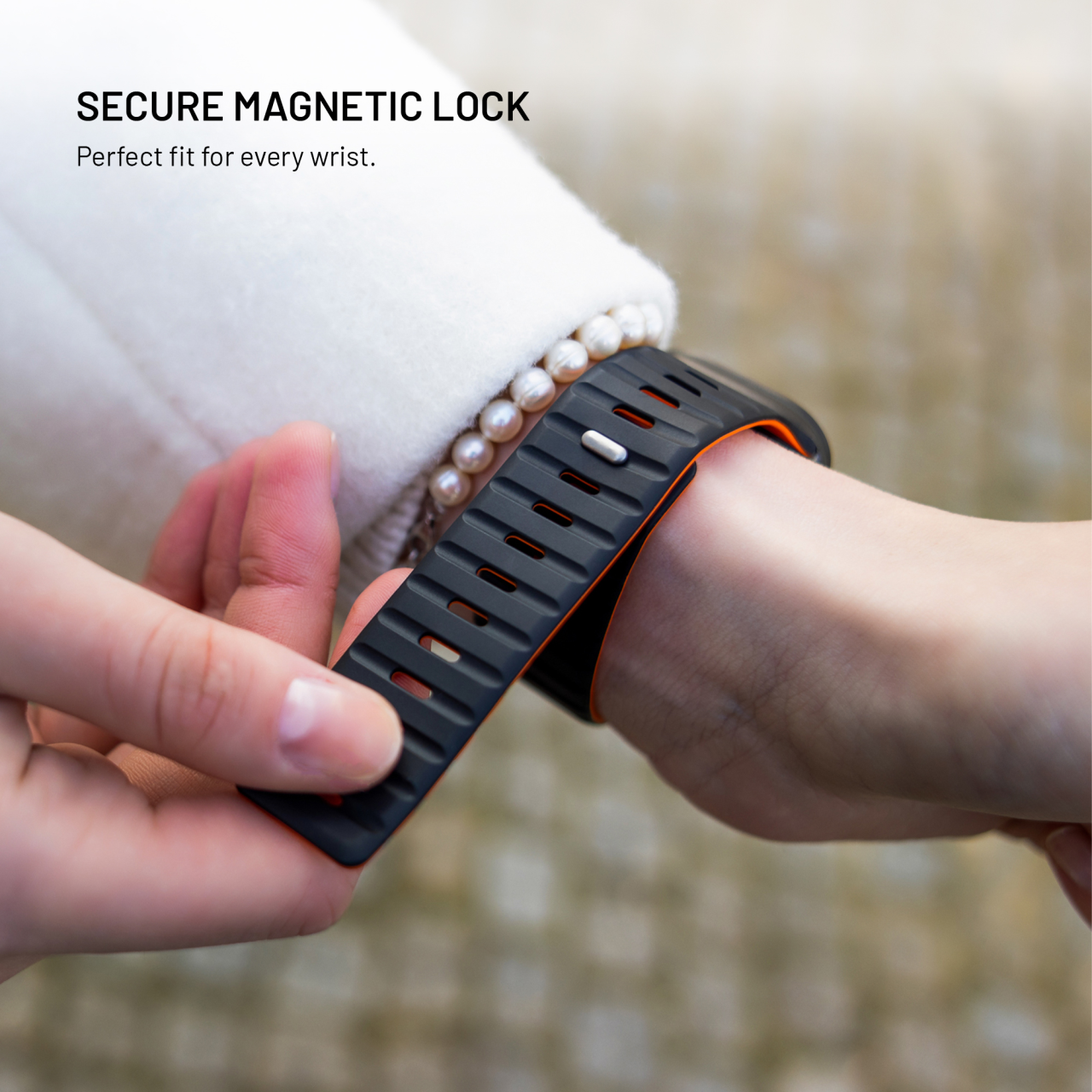 Magnetický řemínek FIXED Silicone Magnetic Strap pro Apple Watch 44/45/46/49mm, černý