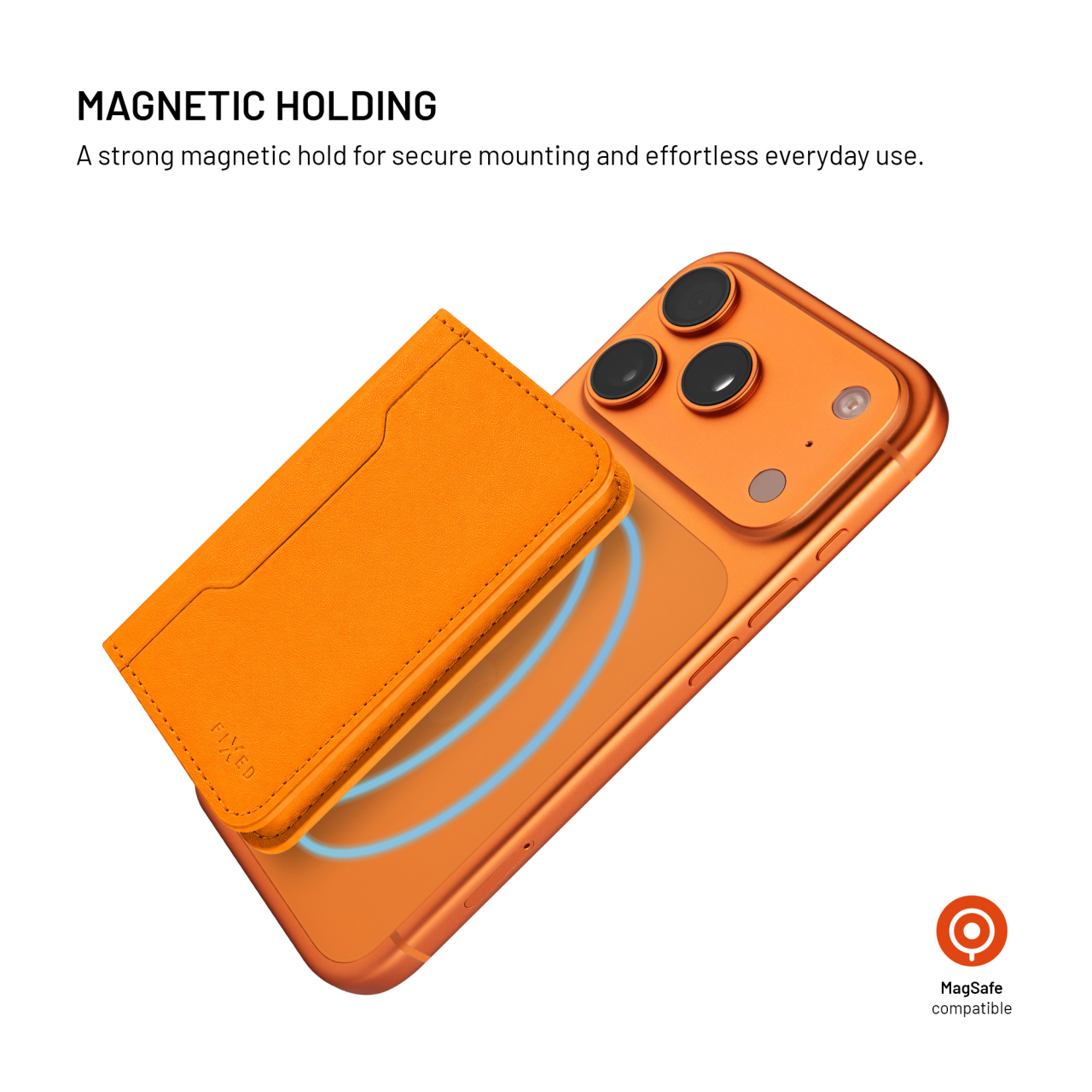Magnetická peněženka MagSafe - Fixed MagWallet Fold, oranžová