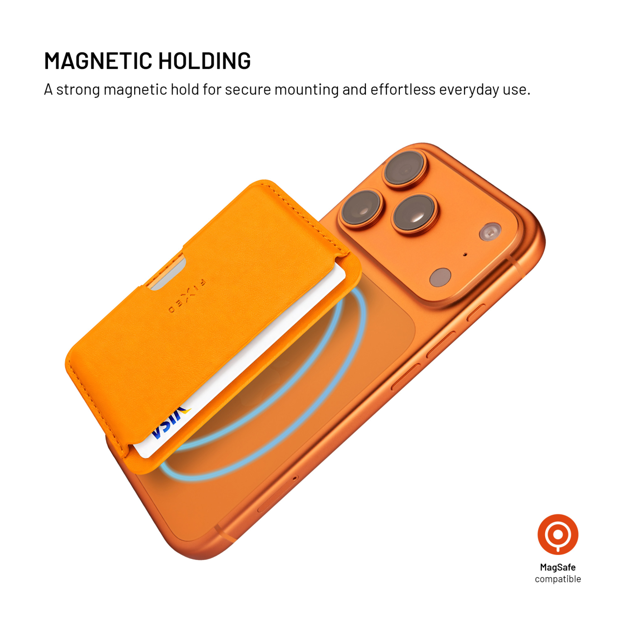 Magnetická peněženka MagSafe - Fixed MagWallet Slim, oranžová