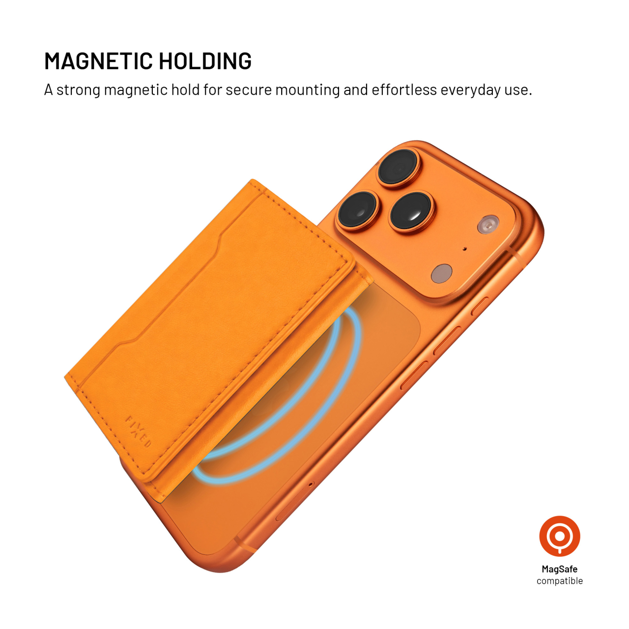 Magnetická peněženka MagSafe - Fixed MagWallet Trifold, oranžová