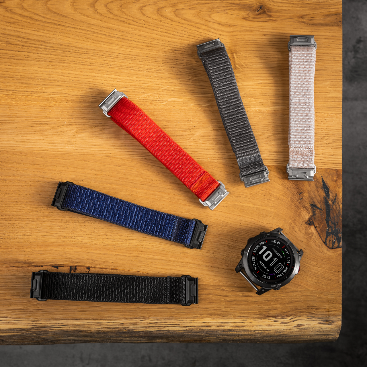 FIXED Nylonový řemínek Nylon Sporty Strap pro Garmin QuickFit 22mm, růžově zlatý