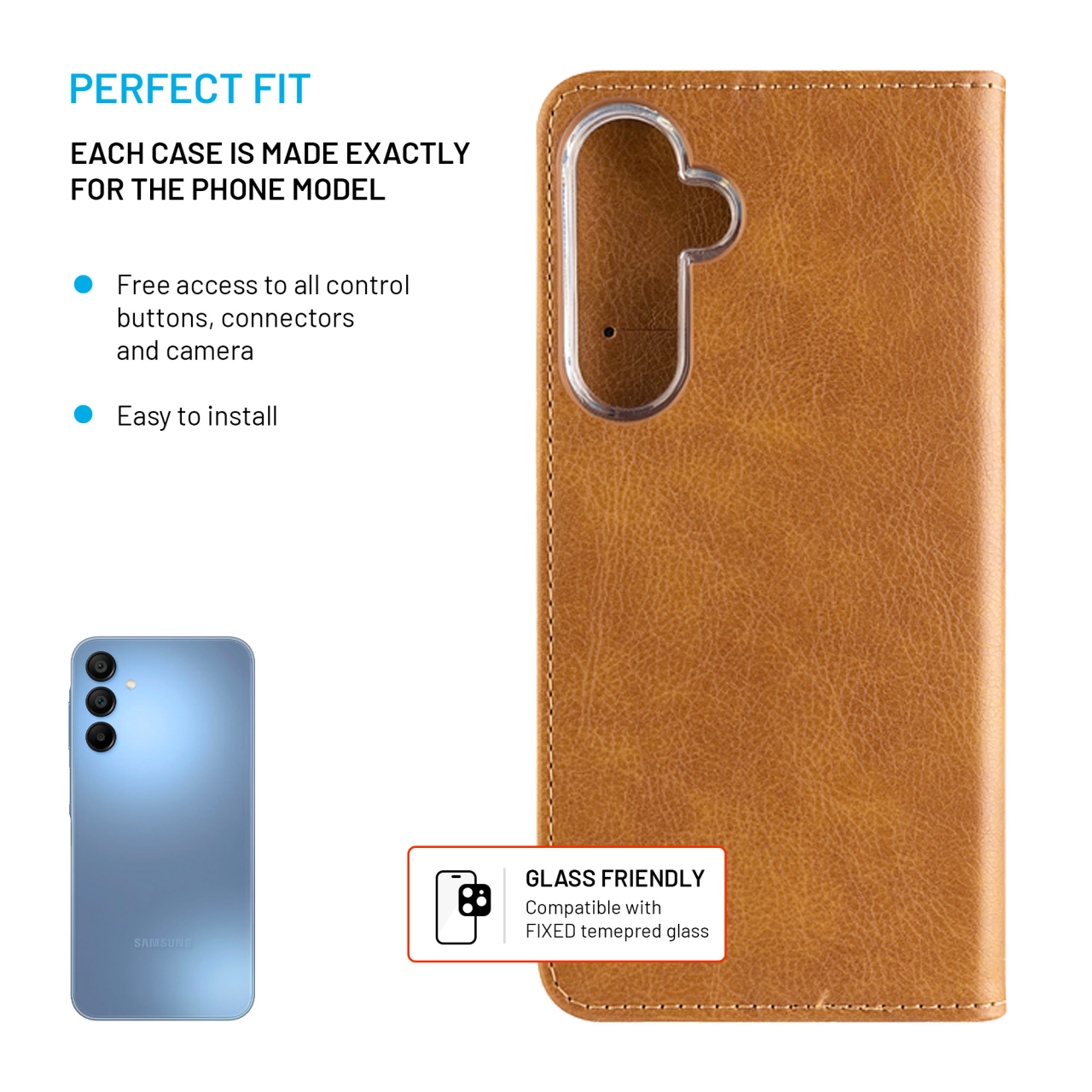 FIXED Pouzdro typu kniha Opus pro Samsung Galaxy A15/A15 5G, hnědé