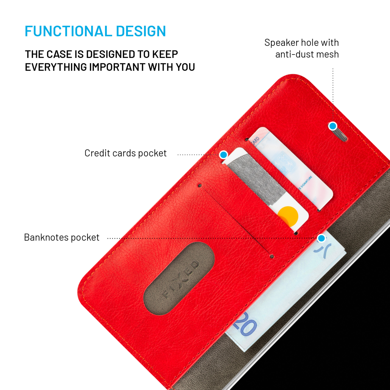 FIXED Pouzdro typu kniha Opus pro Samsung Galaxy A15/A15 5G, červené