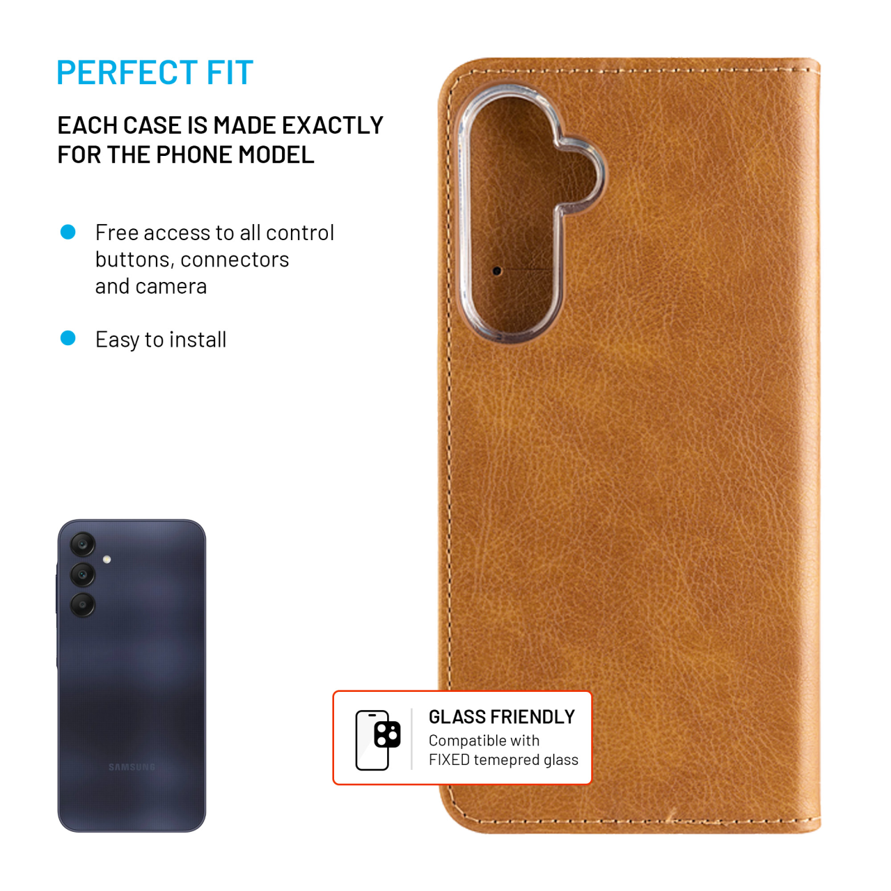 FIXED Pouzdro typu kniha Opus pro Samsung Galaxy A25 5G, hnědé