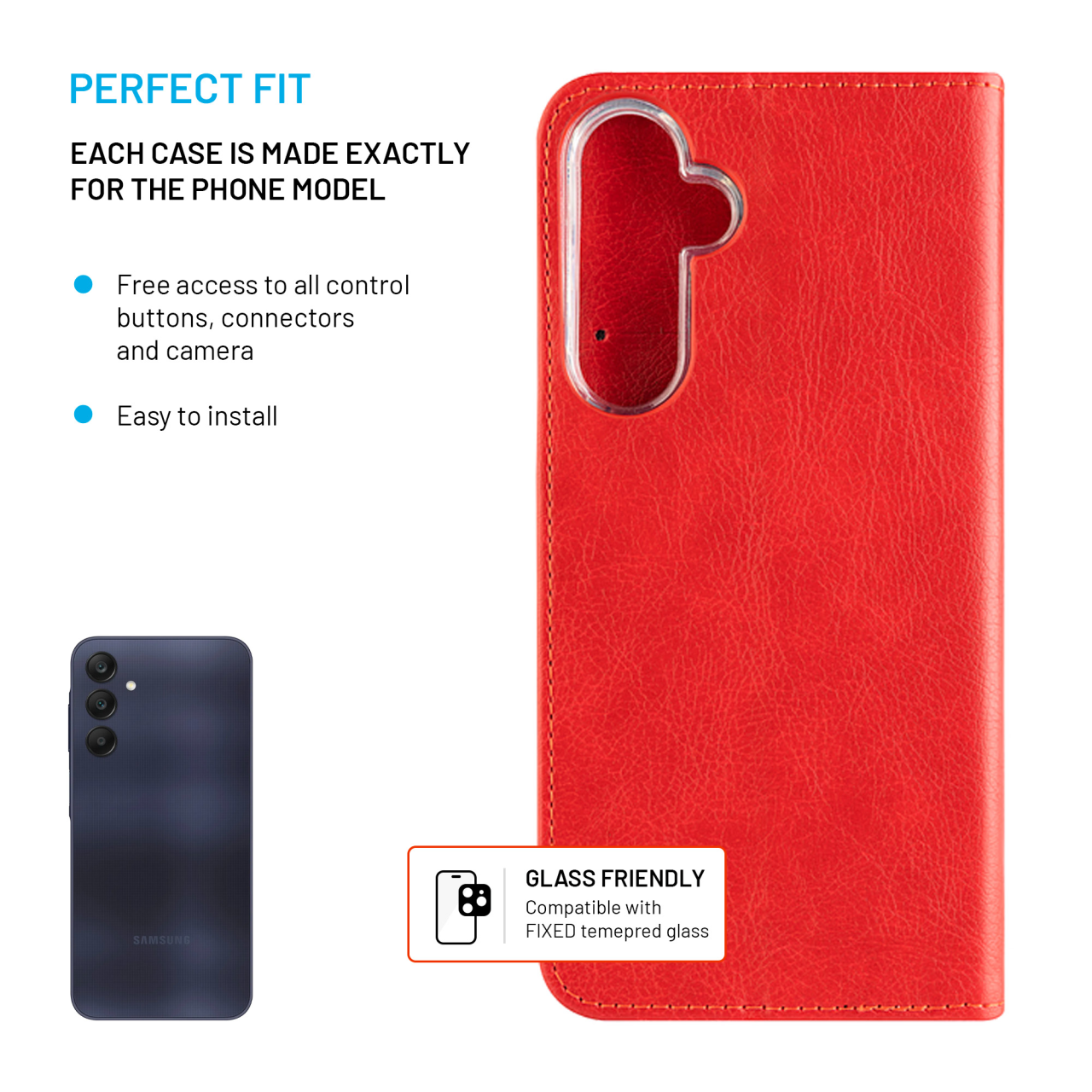 FIXED Pouzdro typu kniha Opus pro Samsung Galaxy A25 5G, červené