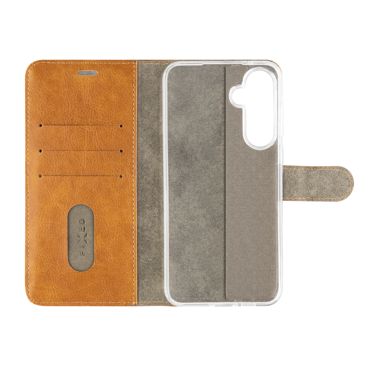 FIXED Pouzdro typu kniha Opus pro Samsung Galaxy A35 5G, hnědé