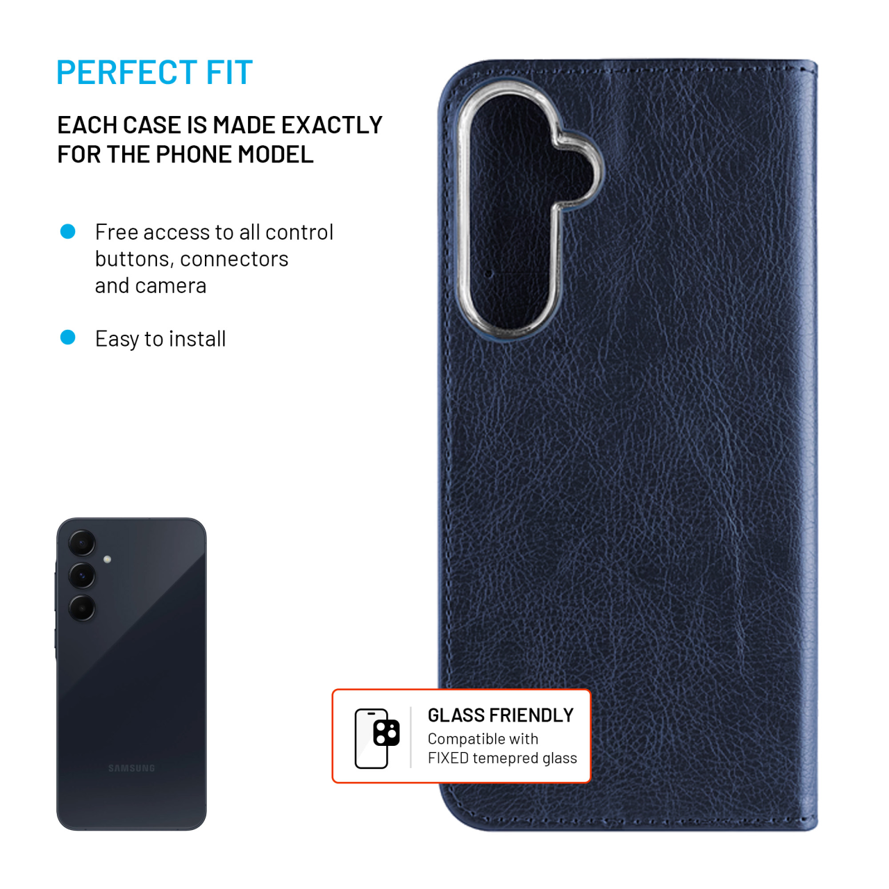 FIXED Pouzdro typu kniha Opus pro Samsung Galaxy A55 5G, modré