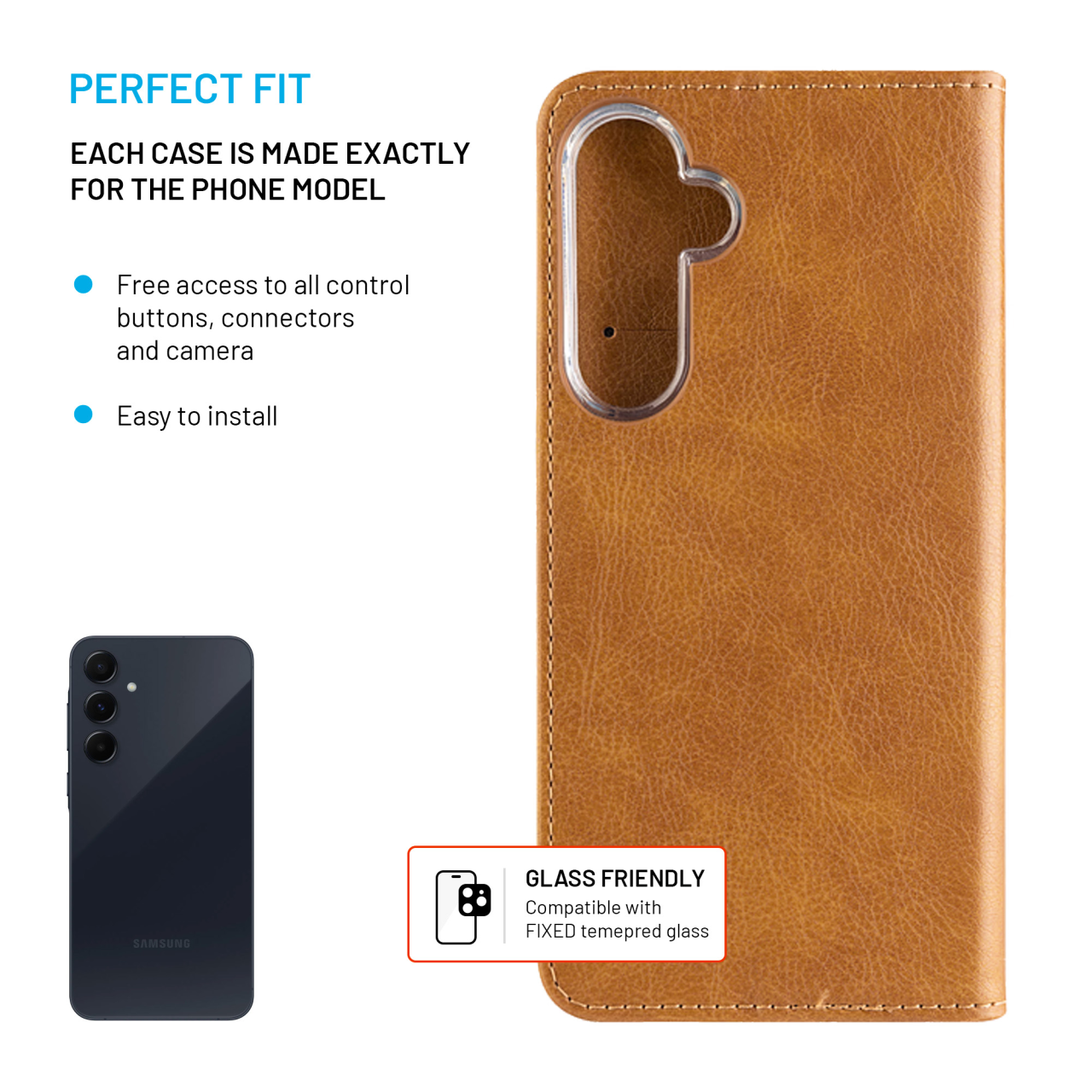 FIXED Pouzdro typu kniha Opus pro Samsung Galaxy A55 5G, hnědé