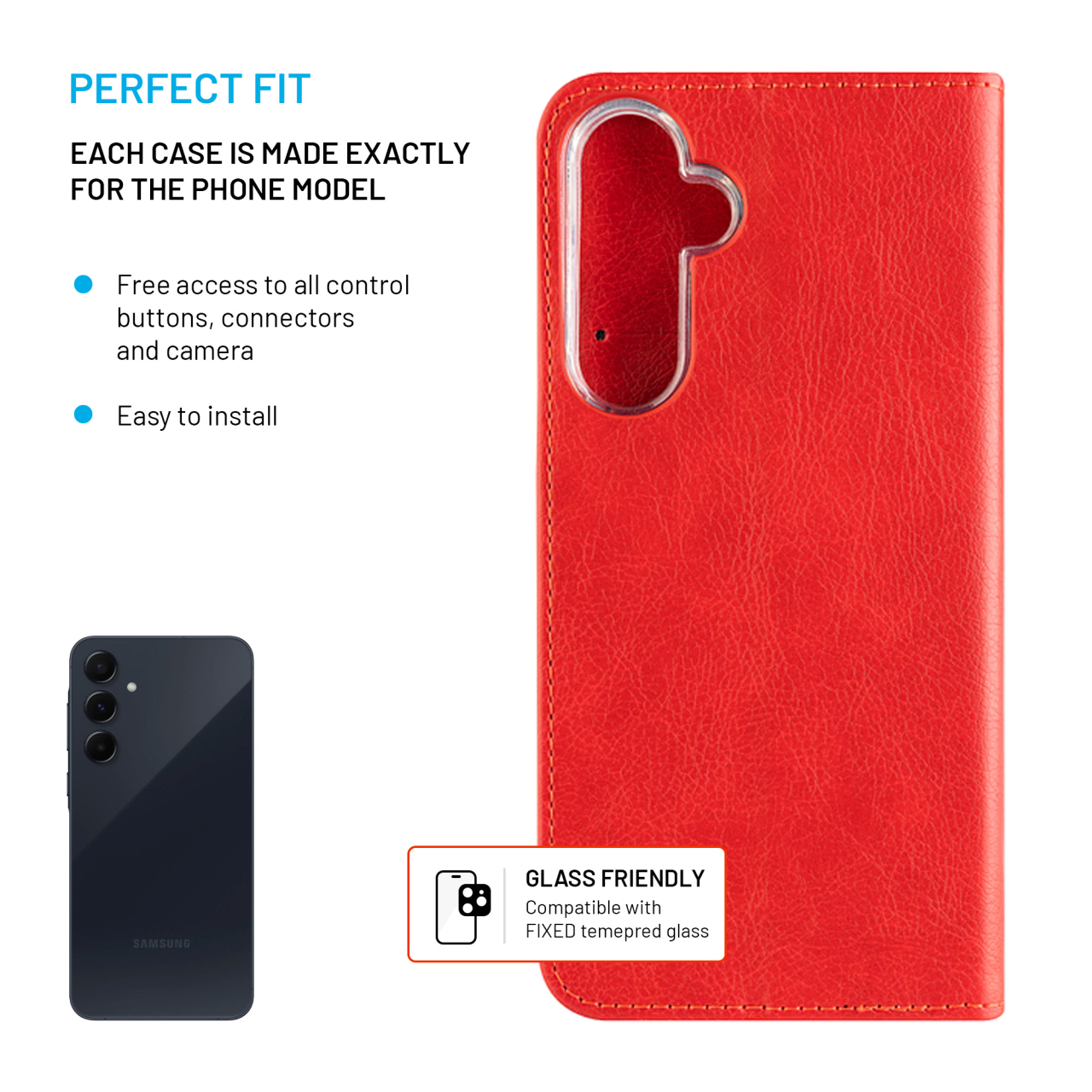 FIXED Pouzdro typu kniha Opus pro Samsung Galaxy A55 5G, červené