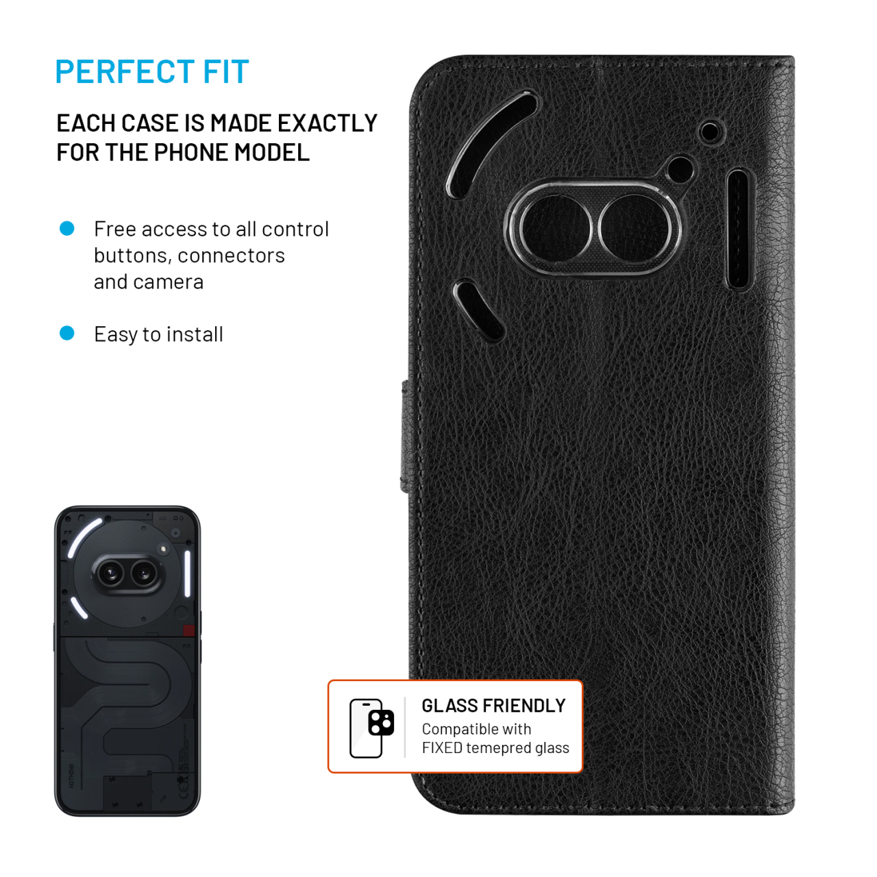 FIXED Pouzdro typu kniha Opus pro Nothing Phone (2a)/(2a) Plus, černé