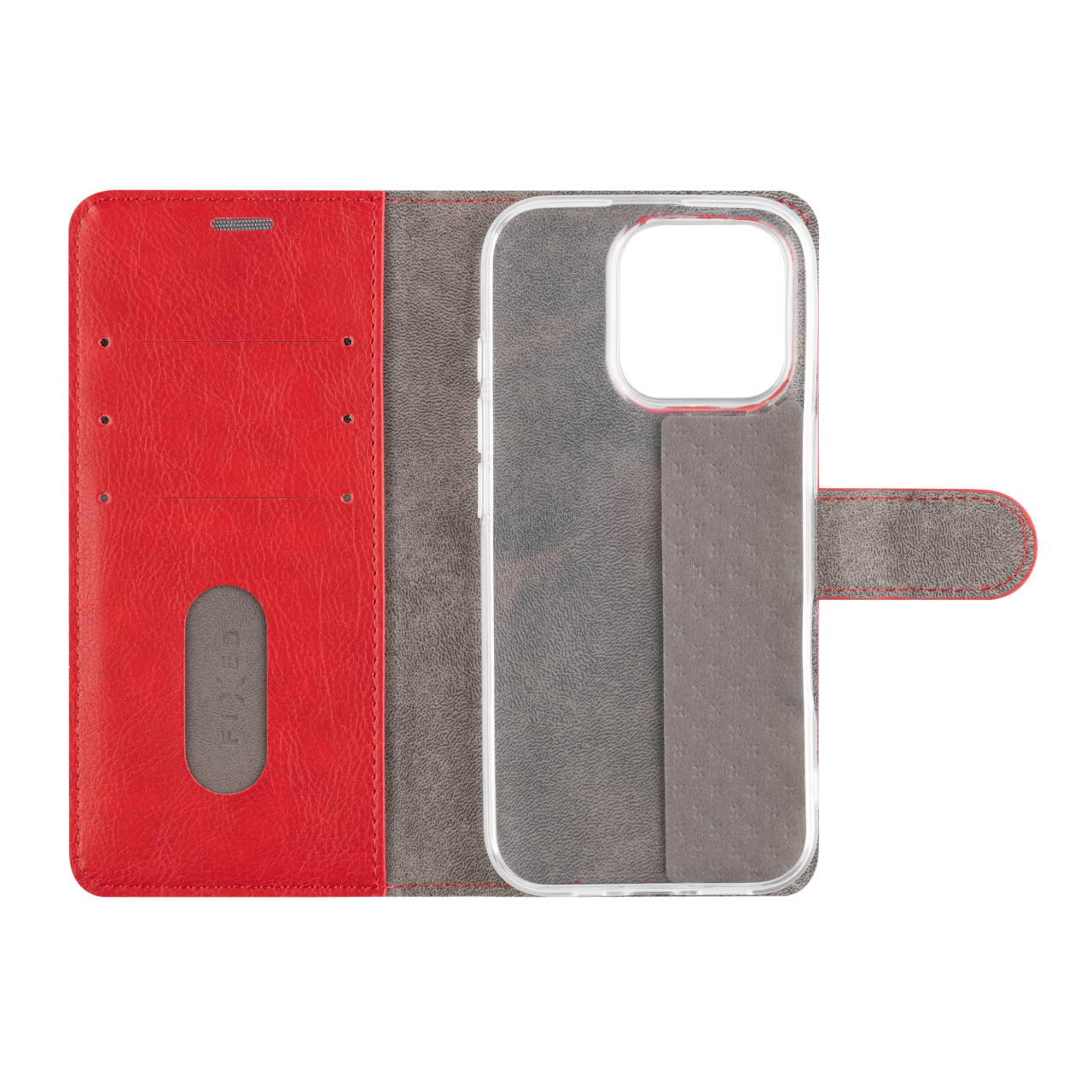 FIXED Pouzdro typu kniha Opus pro Apple iPhone 16 Pro, červené