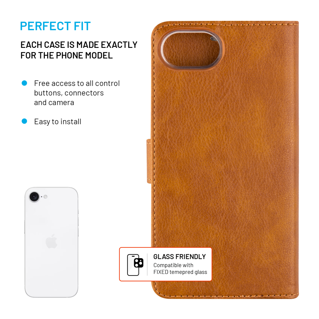 FIXED Pouzdro typu kniha Opus pro Apple iPhone 16e / iPhone 17e, hnědé