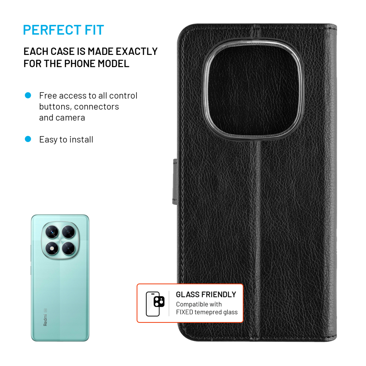FIXED Pouzdro typu kniha Opus pro Xiaomi Redmi Note 14 Pro 5G/POCO X7, černé
