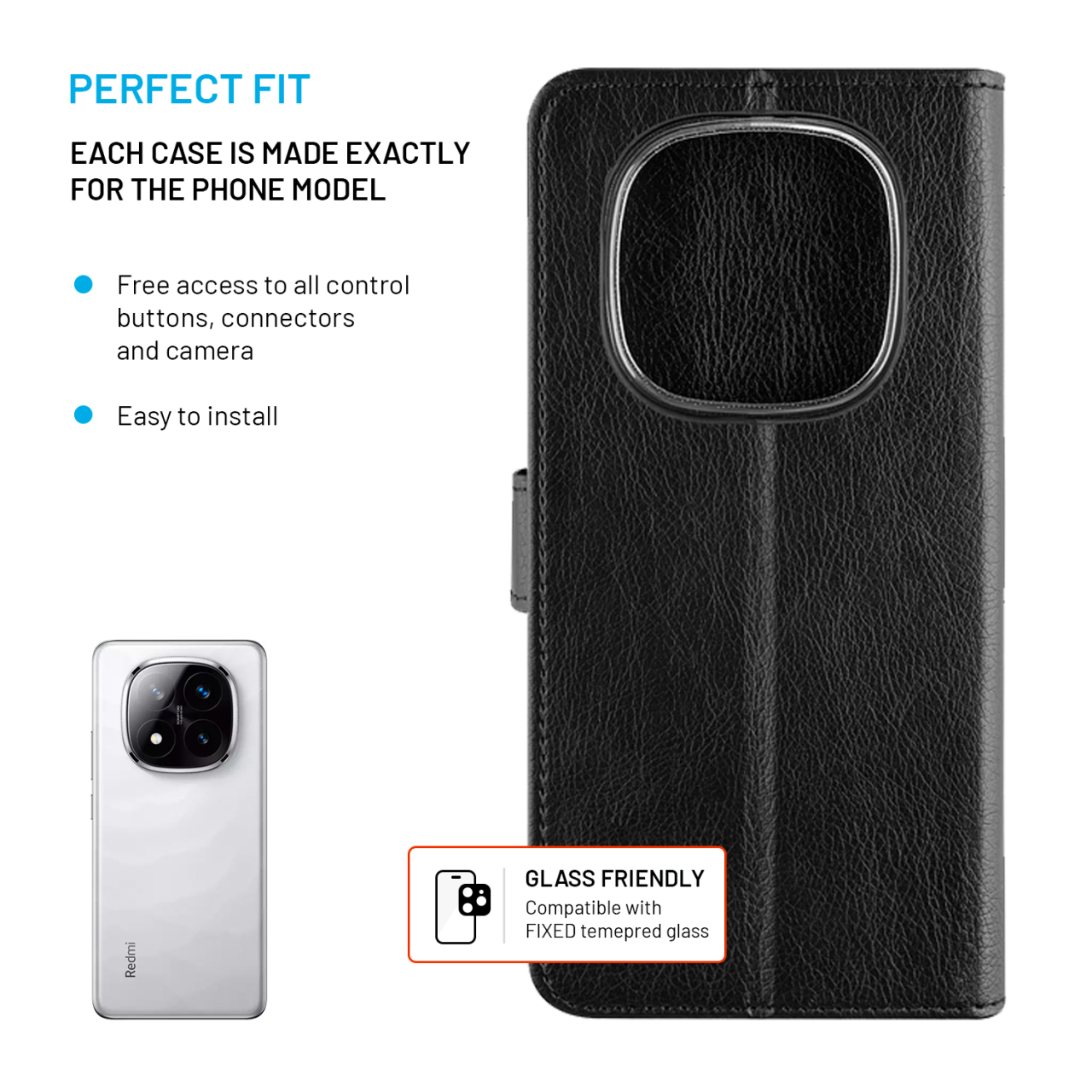 FIXED Pouzdro typu kniha Opus pro Xiaomi Redmi Note 14 Pro+ 5G, černé