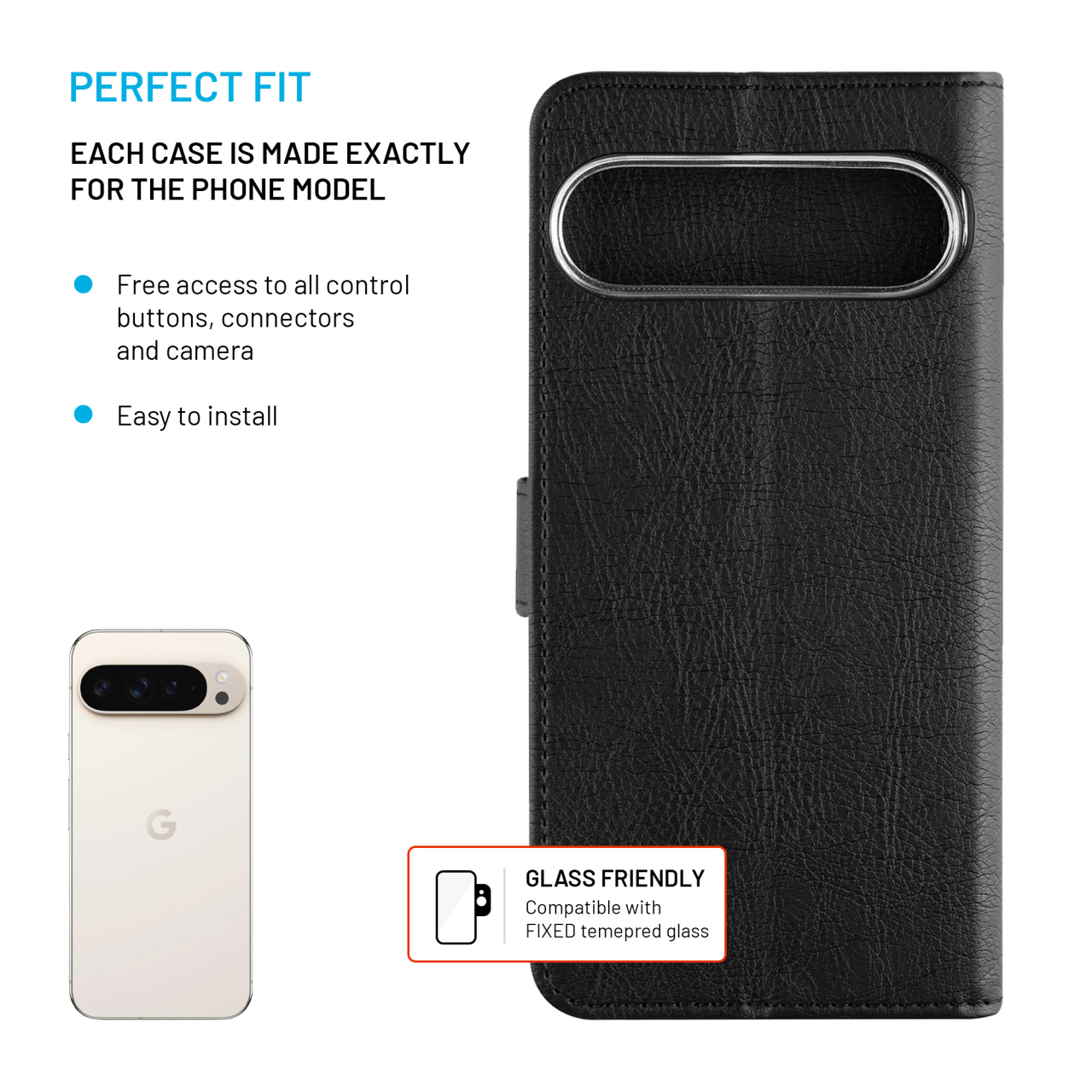 FIXED Pouzdro typu kniha Opus pro Google Pixel 9 Pro XL, černé