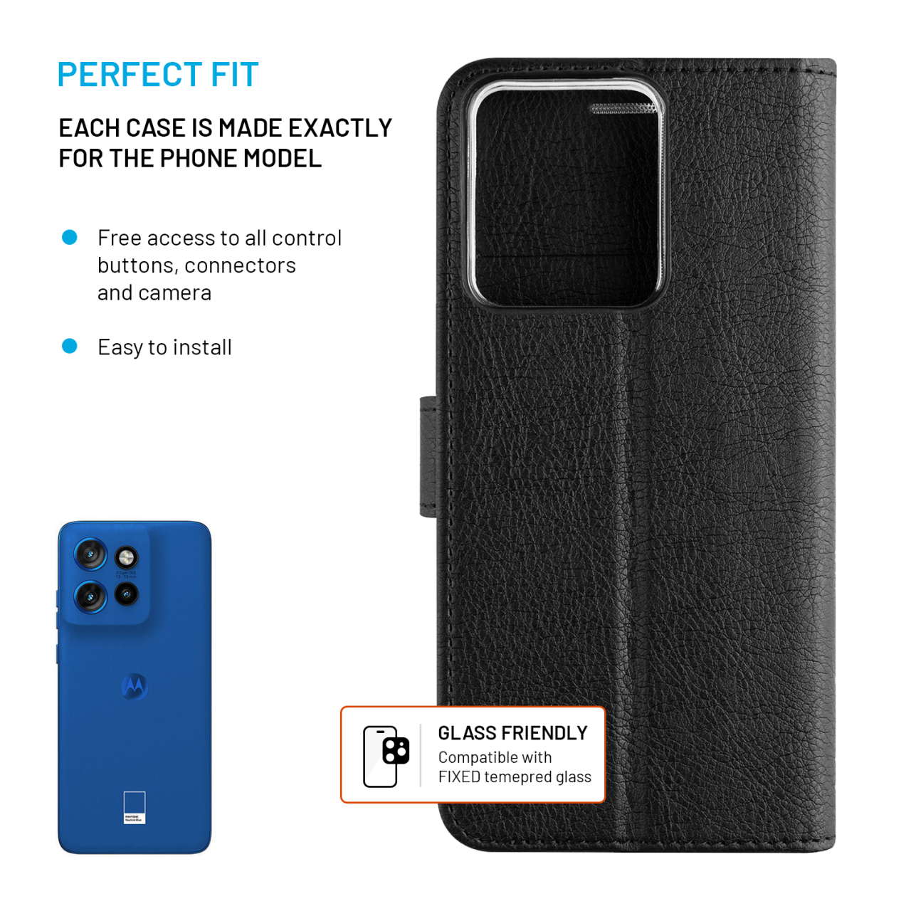FIXED Pouzdro typu kniha Opus pro Motorola Edge 50 Neo/MOTO S50 5G, černé