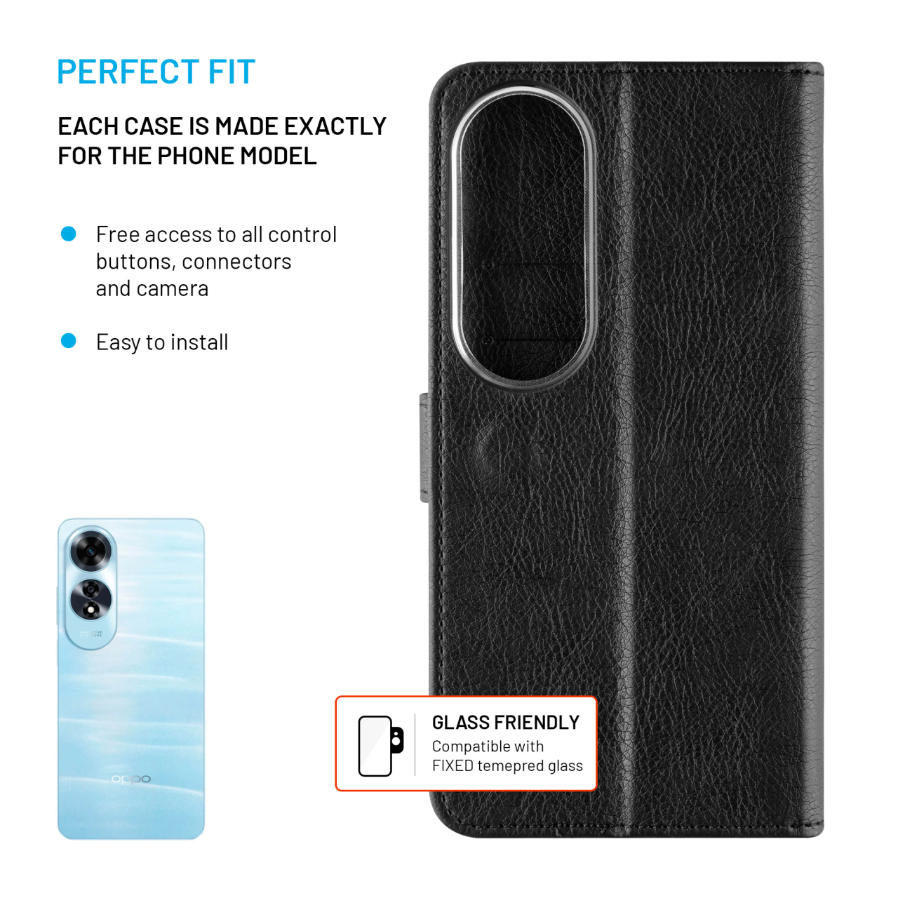 FIXED Pouzdro typu kniha Opus pro Oppo A60, černé
