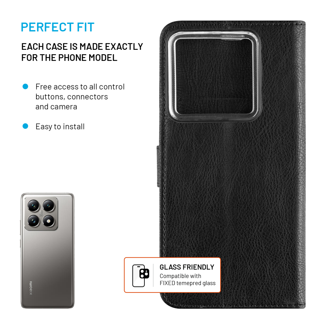 FIXED Pouzdro typu kniha Opus pro Xiaomi 14T Pro, černé