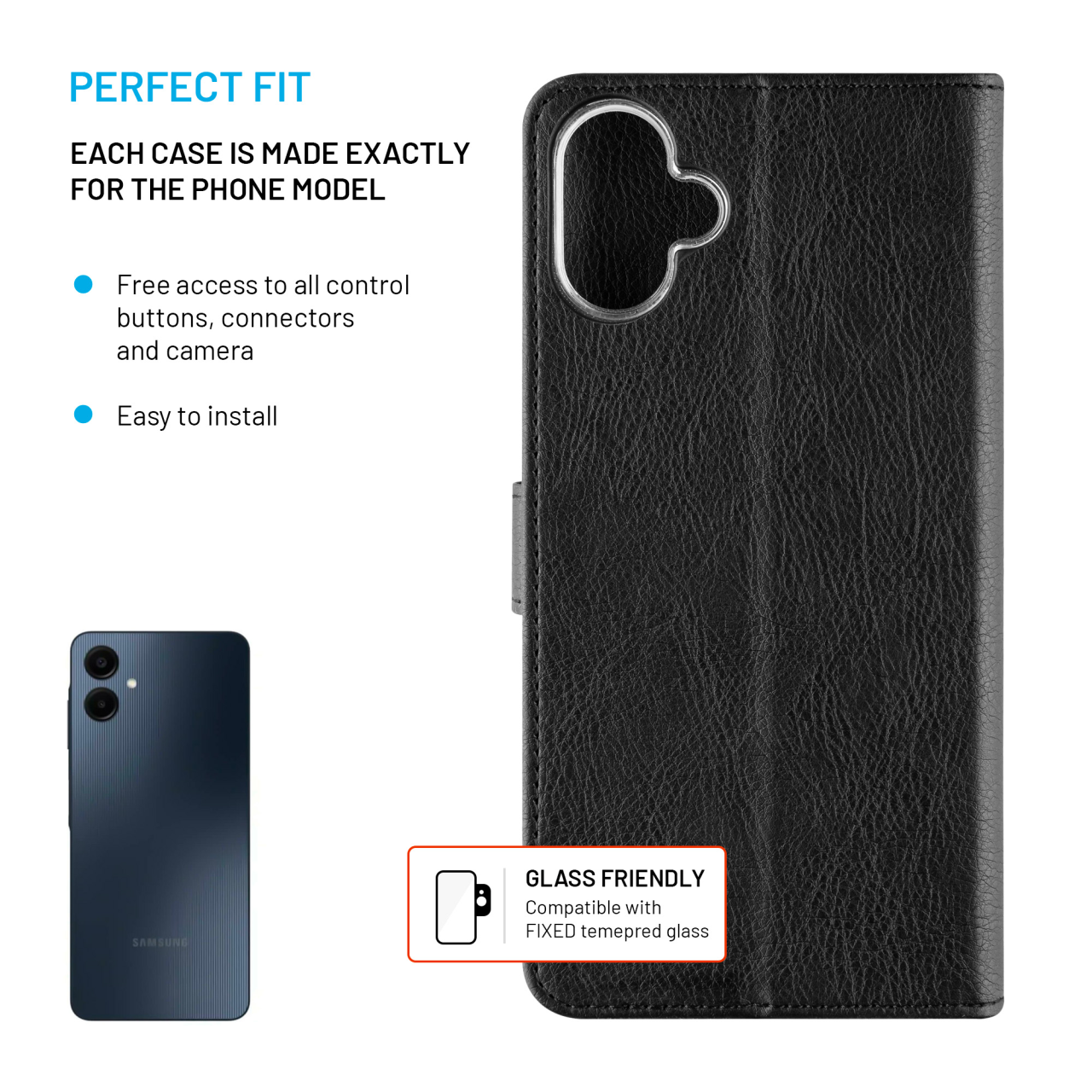 FIXED Opus knížkové pouzdro Samsung Galaxy A06 – černé