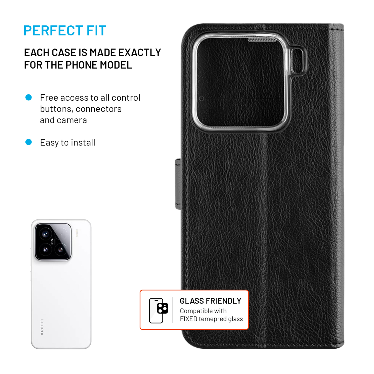 FIXED Pouzdro typu kniha Opus pro Xiaomi 15, černé