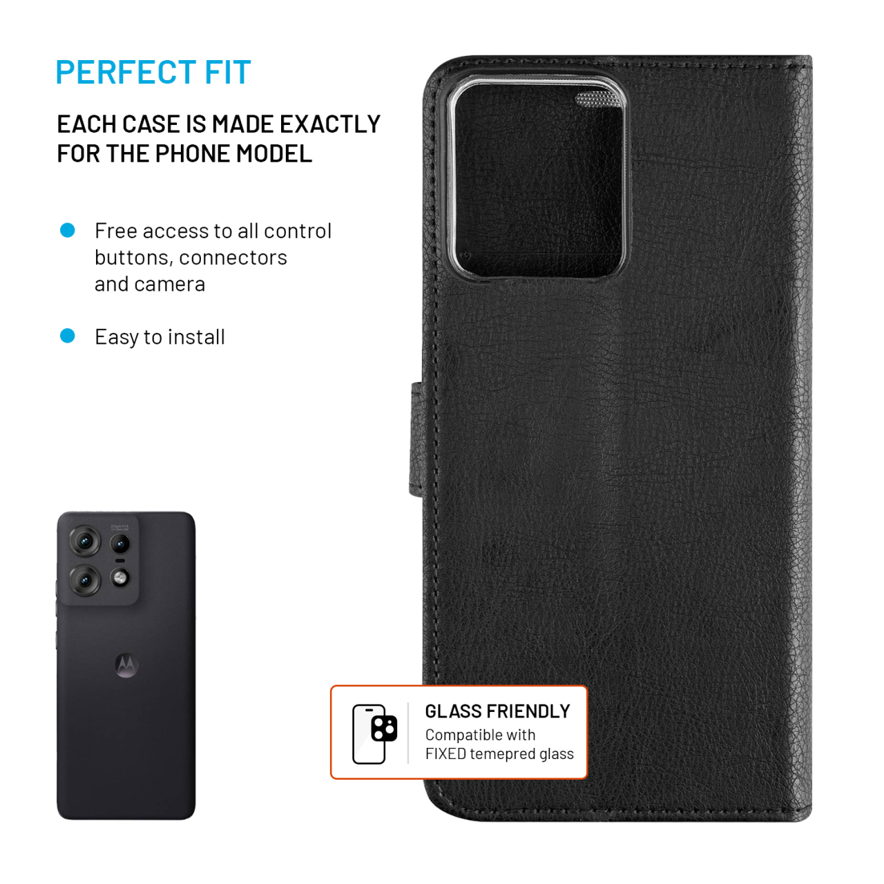 FIXED Pouzdro typu kniha Opus pro Motorola Edge 50 5G, černé