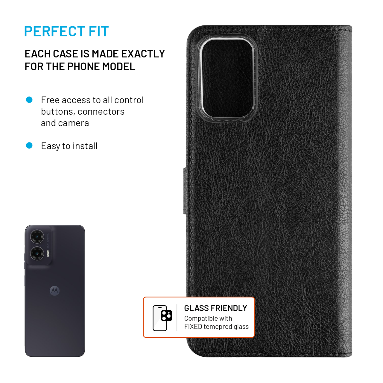 Flip pouzdro na mobil Motorola Moto G35 5G FIXED černé