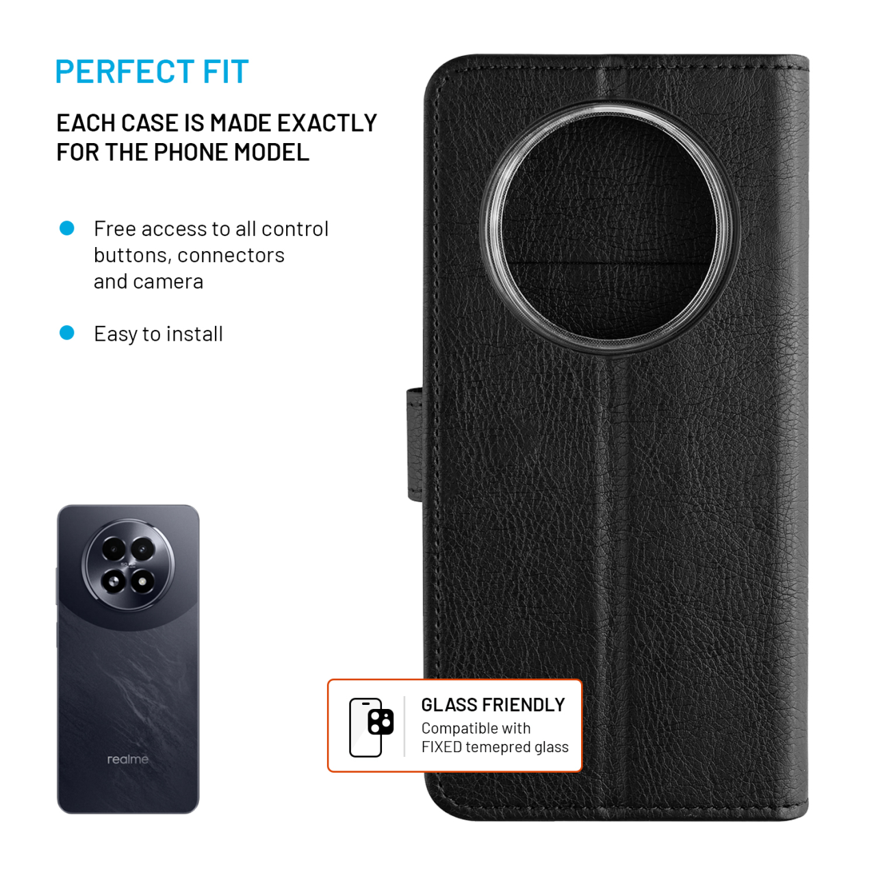 FIXED Pouzdro typu kniha Opus pro Realme 13+ 5G, černé