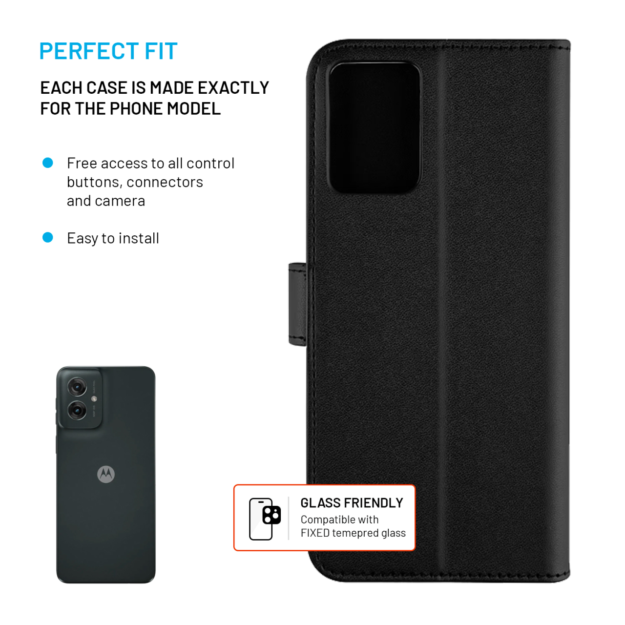 FIXED Pouzdro typu kniha Opus pro Motorola Moto G55 5G, černé