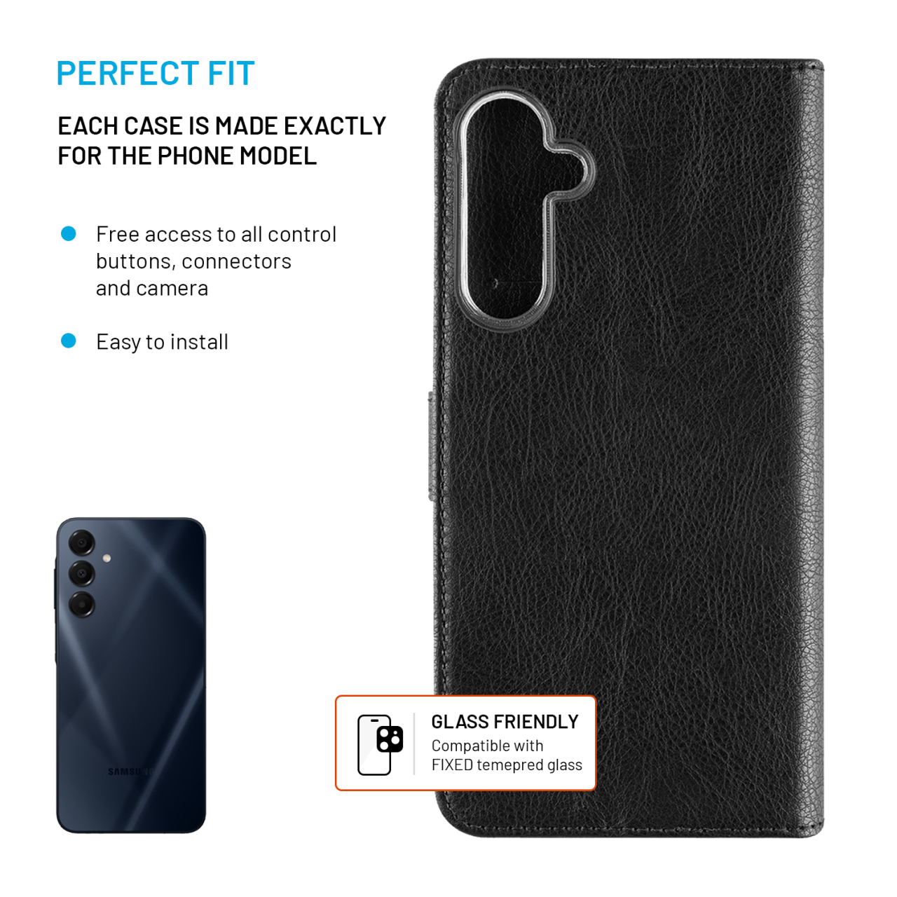 FIXED Pouzdro typu kniha Opus pro Samsung Galaxy A16 4G/5G, černé