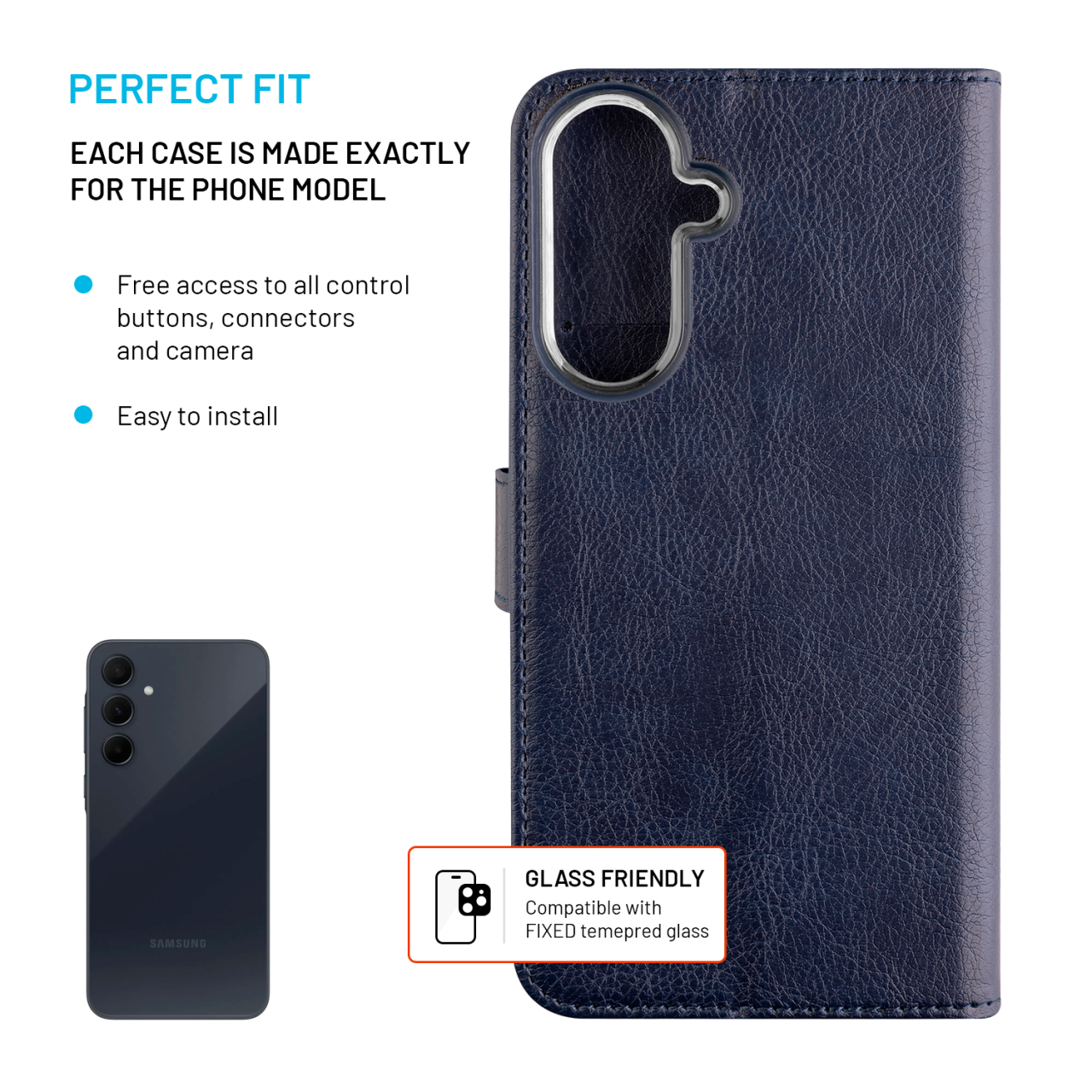 FIXED Pouzdro typu kniha Opus pro Samsung Galaxy A36 5G, modré
