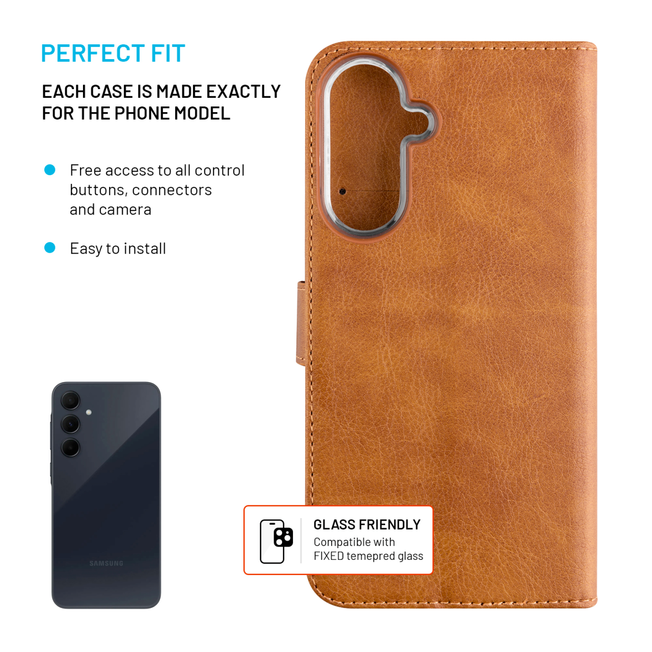 FIXED Pouzdro typu kniha Opus pro Samsung Galaxy A36 5G, hnědé
