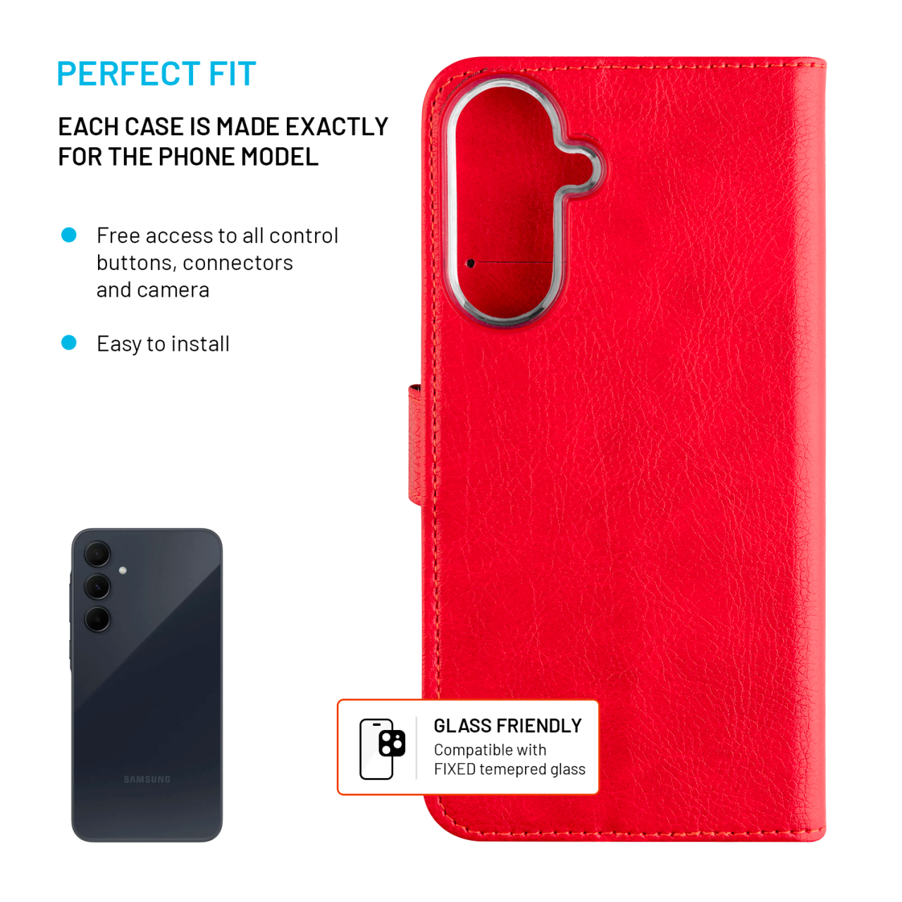 FIXED Pouzdro typu kniha Opus pro Samsung Galaxy A36 5G, červené