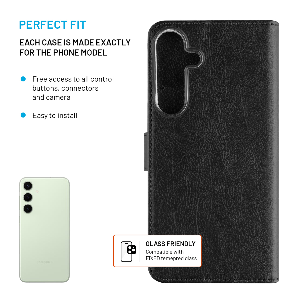 FIXED Pouzdro typu kniha Opus pro Samsung Galaxy S25+, černé