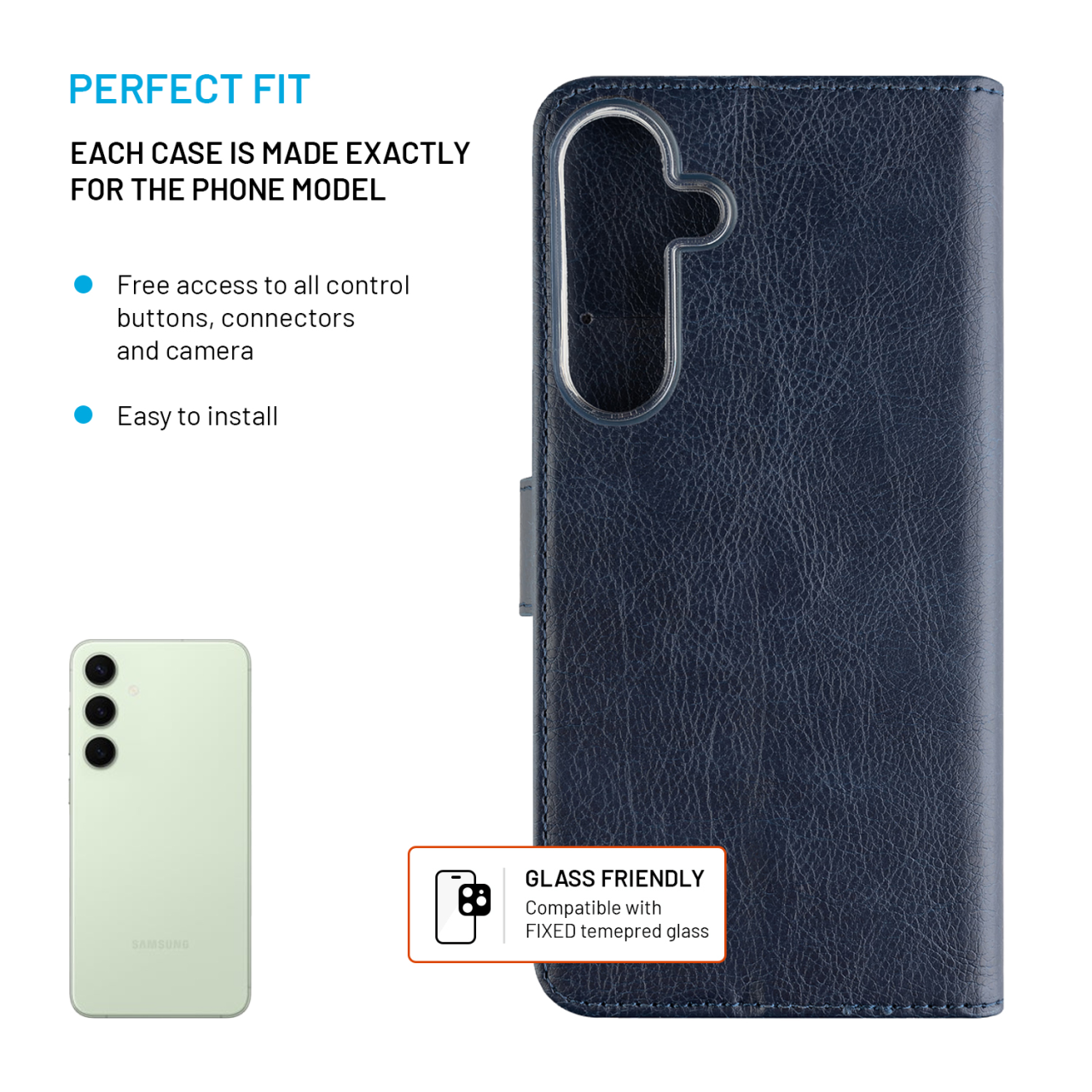 FIXED Pouzdro typu kniha Opus pro Samsung Galaxy S25+, modré