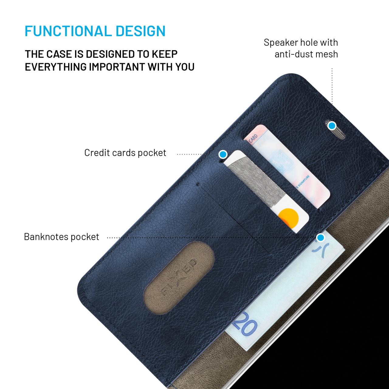 FIXED Pouzdro typu kniha Opus pro Samsung Galaxy S25+, modré