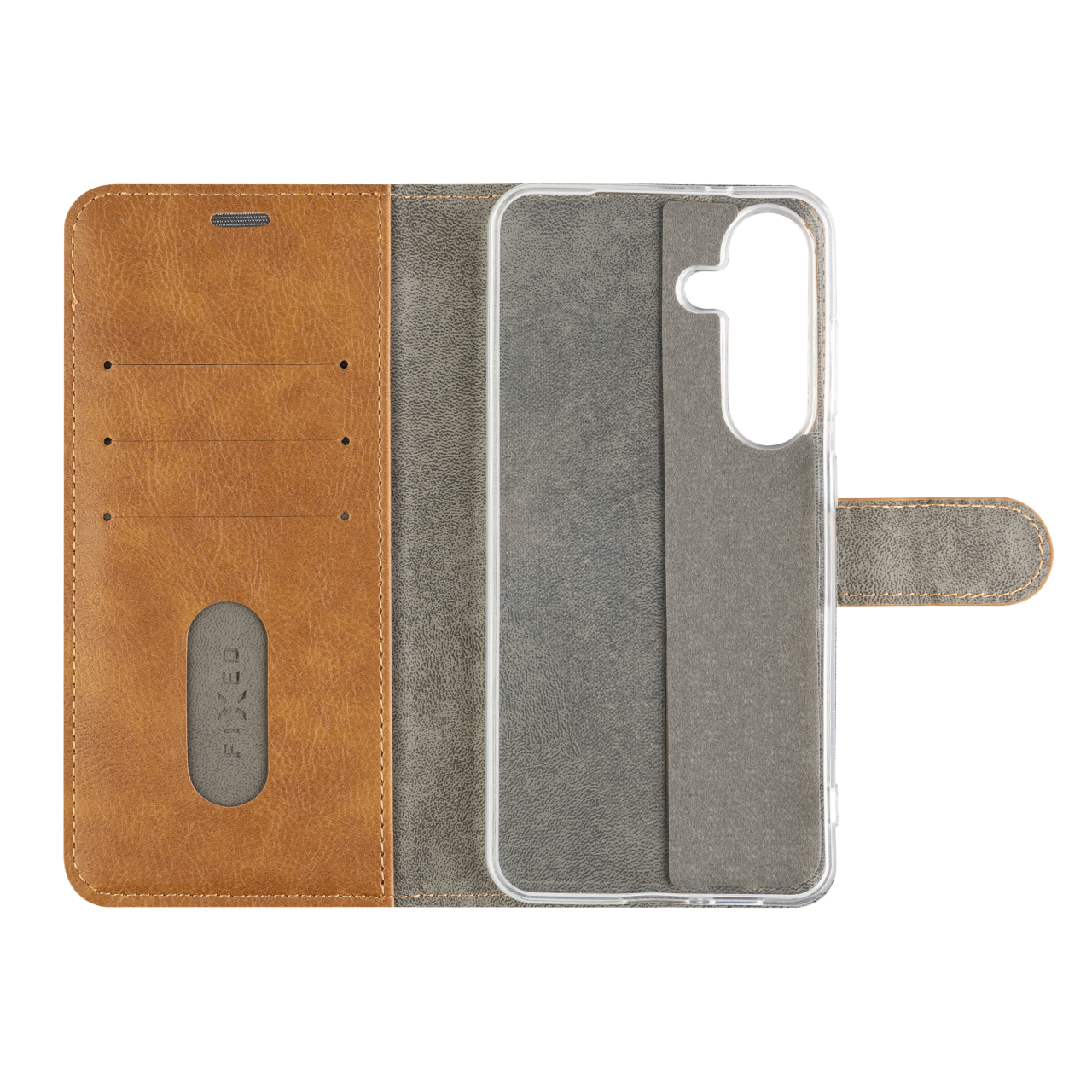 FIXED Pouzdro typu kniha Opus pro Samsung Galaxy S25+, hnědé