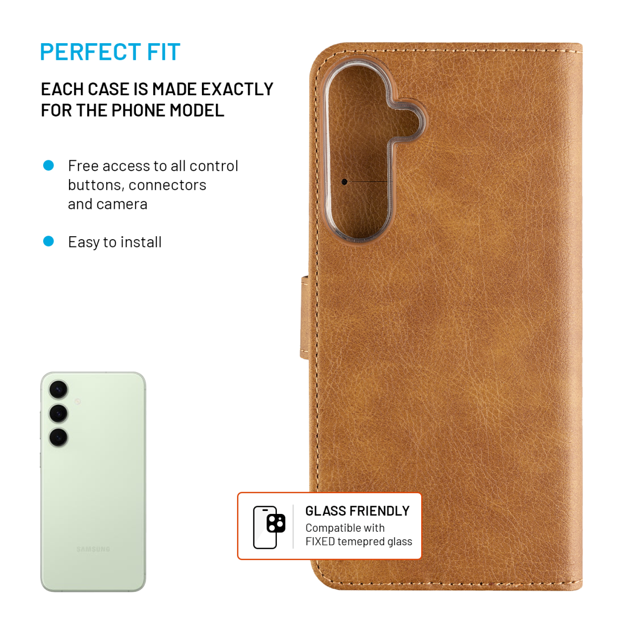 FIXED Pouzdro typu kniha Opus pro Samsung Galaxy S25+, hnědé