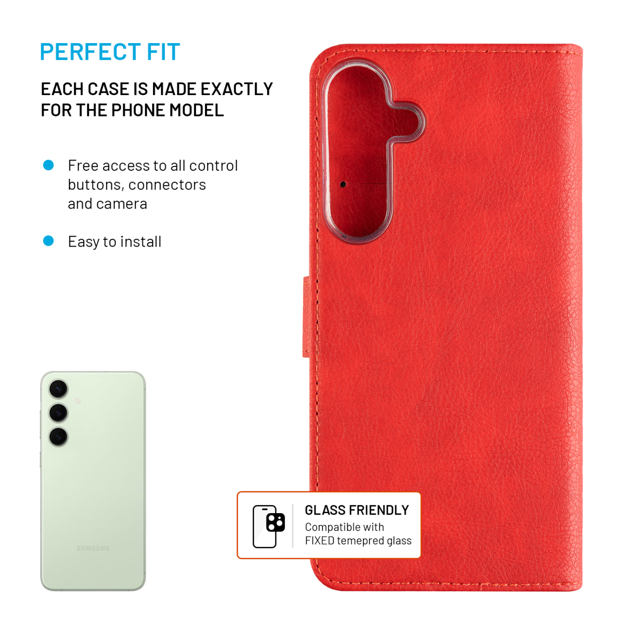 FIXED Pouzdro typu kniha Opus pro Samsung Galaxy S25+, červené