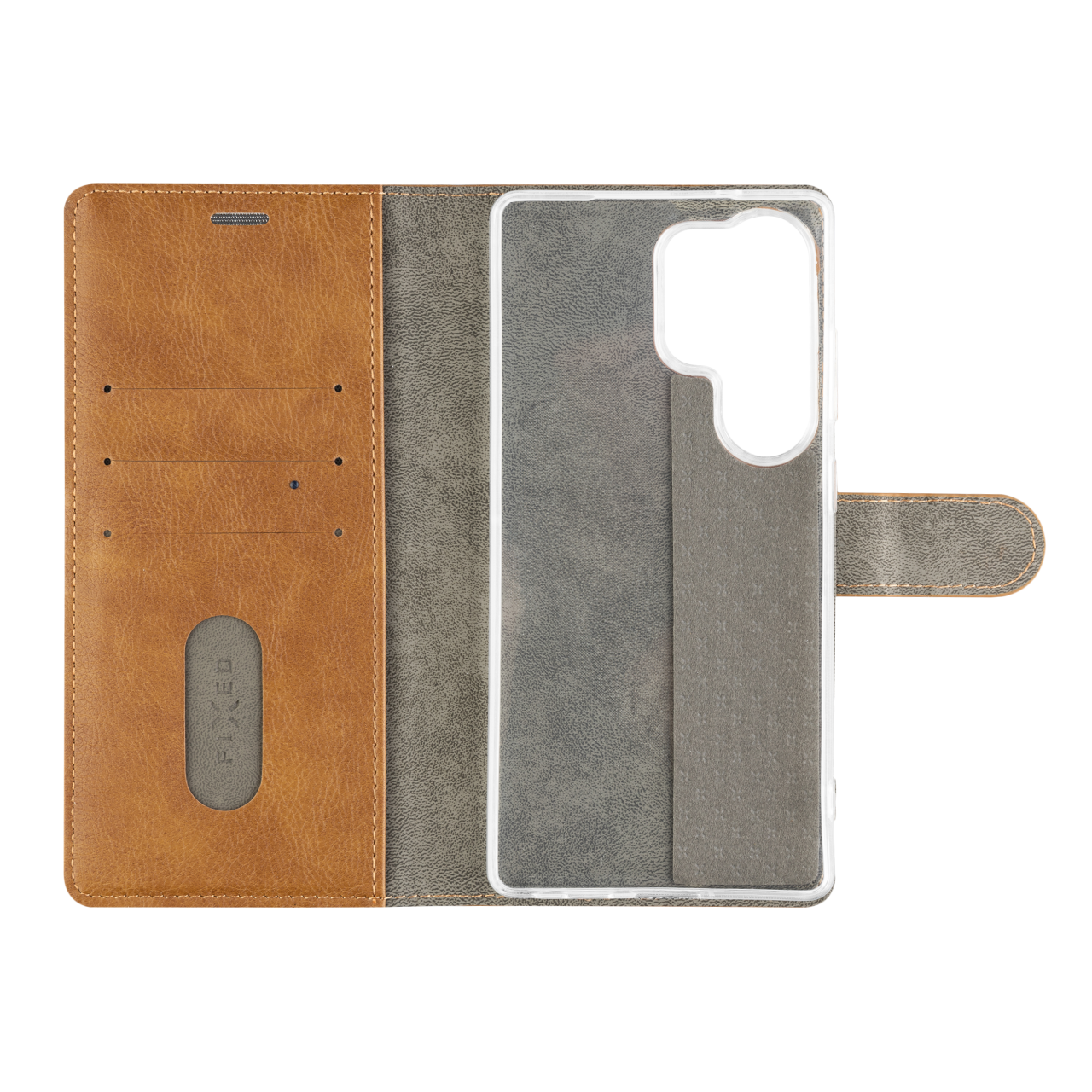FIXED Pouzdro typu kniha Opus pro Samsung Galaxy S25 Ultra, hnědé