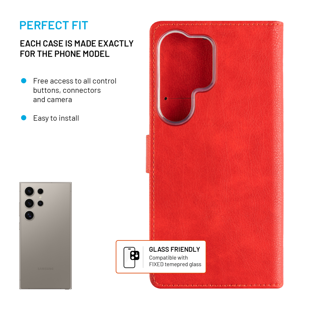 FIXED Pouzdro typu kniha Opus pro Samsung Galaxy S25 Ultra, červené