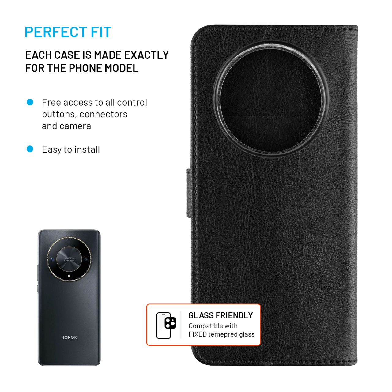 FIXED Pouzdro typu kniha Opus pro Honor Magic 7 Lite/X60 Pro 5G, černé