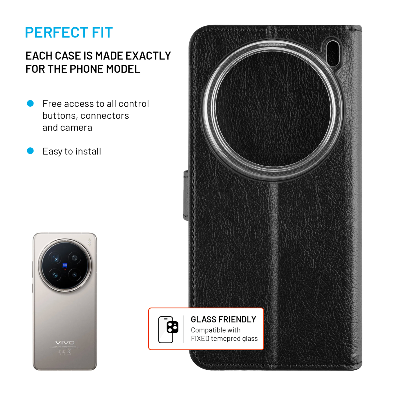 Flip pouzdro FIXED Opus Vivo X200 Pro – černé